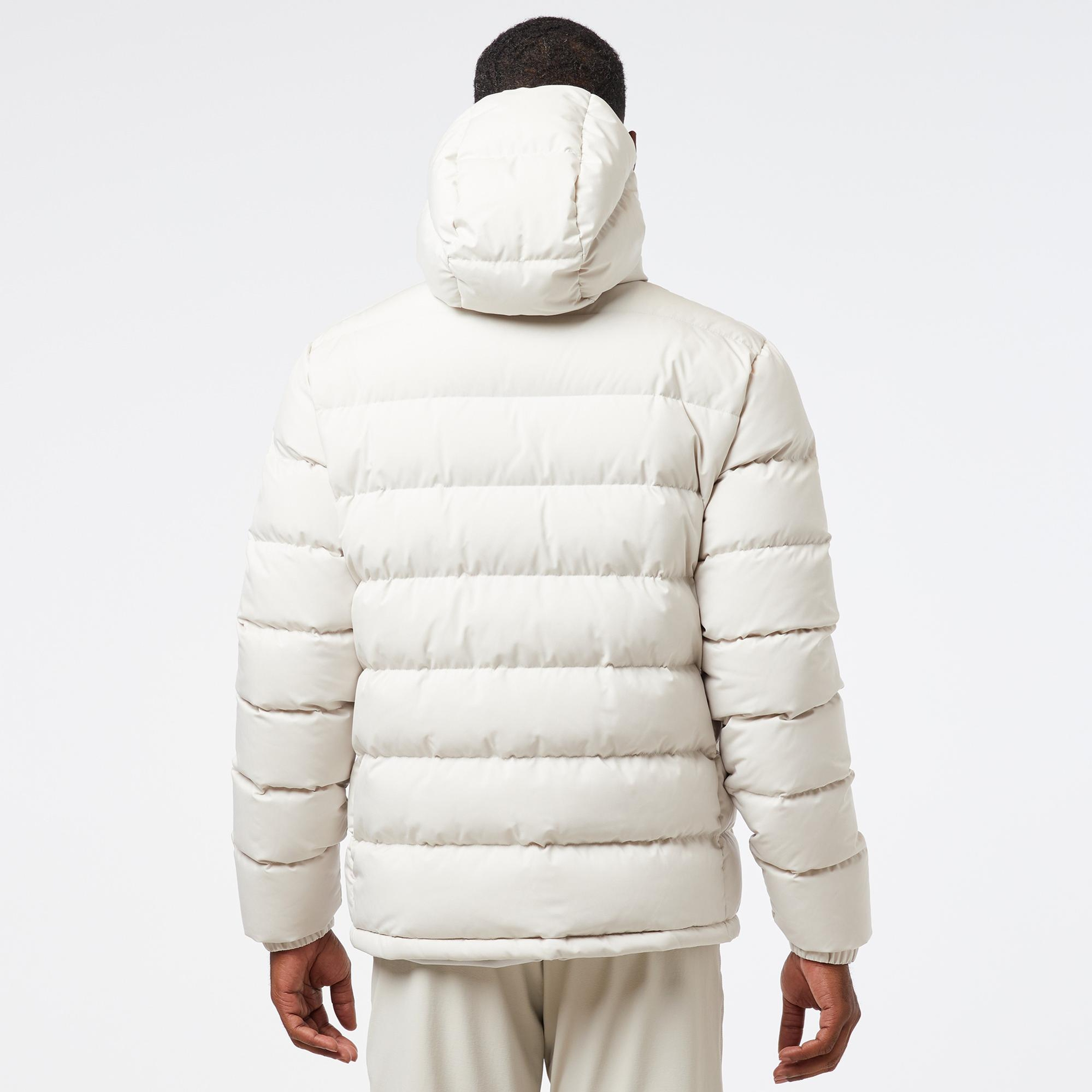 Lacoste Erkek Regular Fit Kapüşonlu Beyaz Şişme Mont