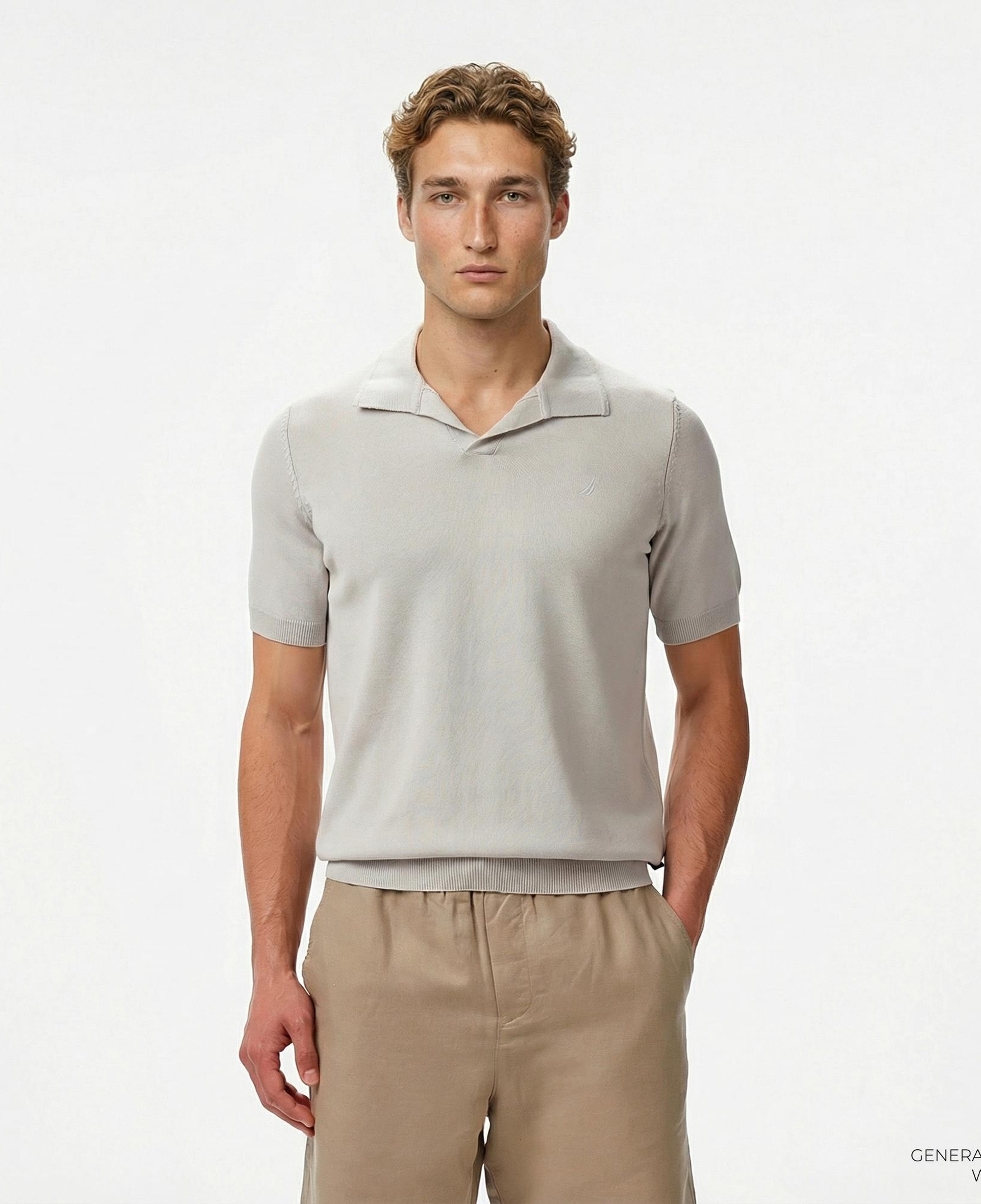 Nautica Erkek Gri Classic Fit Triko