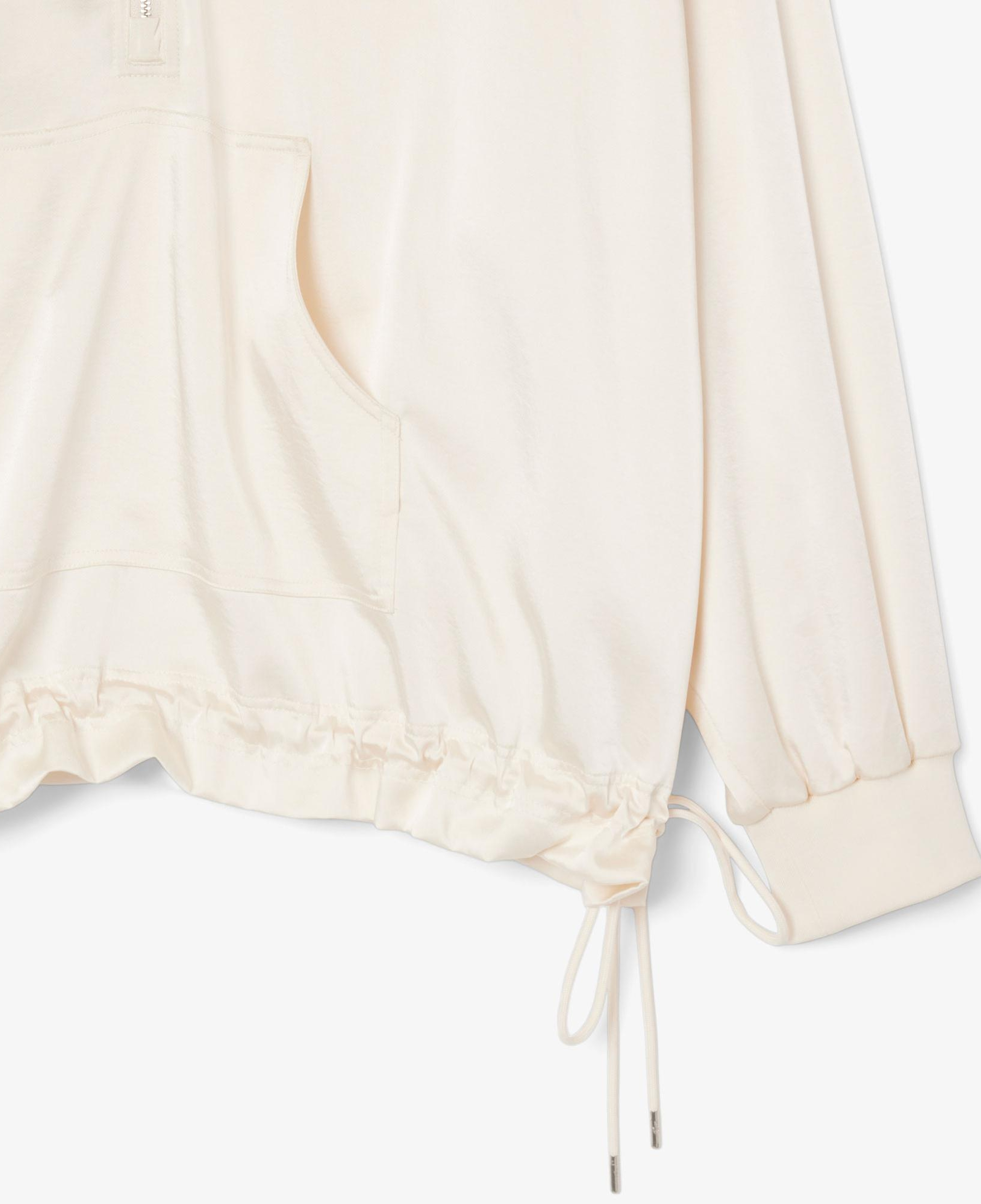 Lacoste Kadın Oversize Fit Yarım Fermuarlı Krem Sweatshirt