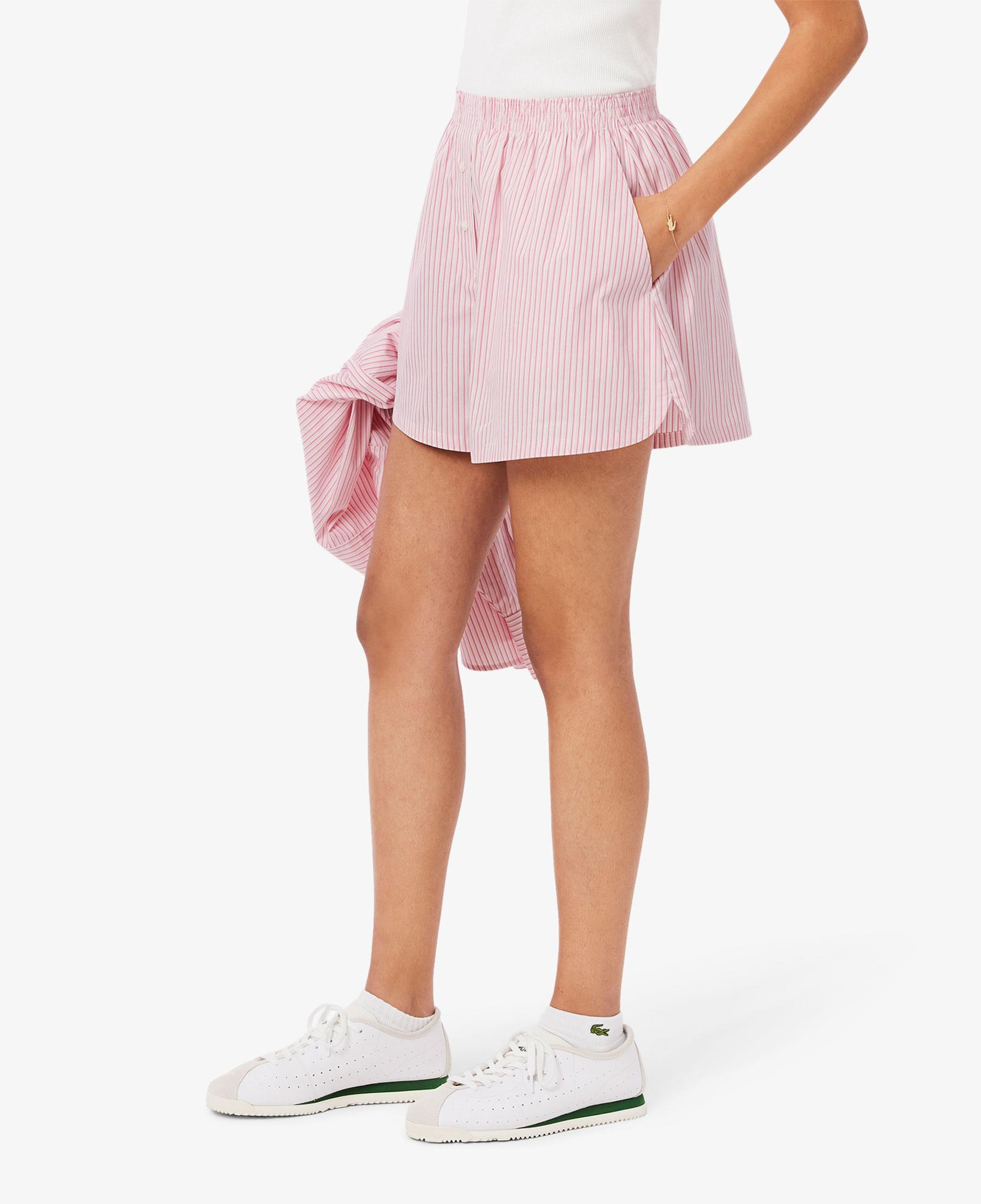 Lacoste Kadın Loose Fit Çizgili Pembe Şort