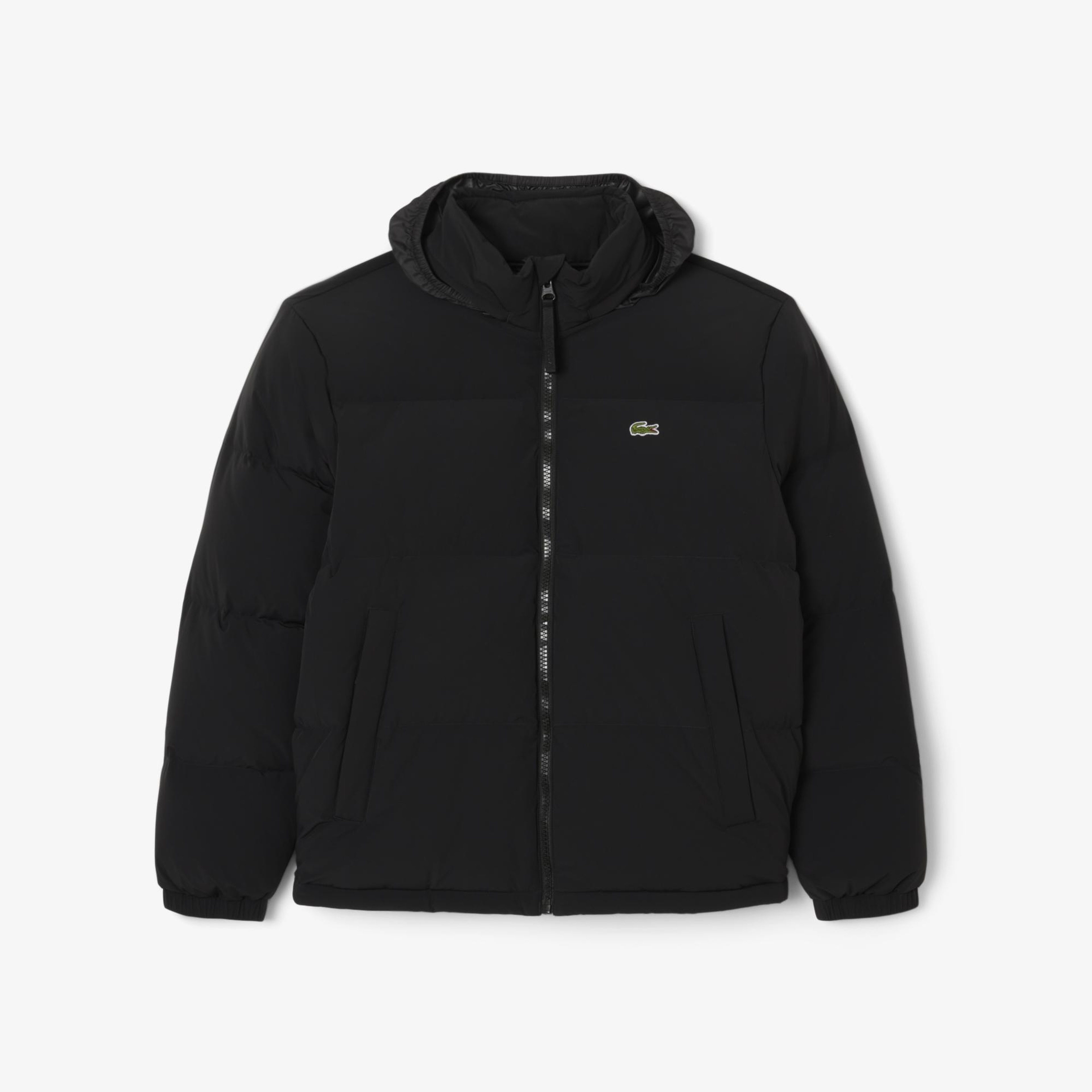 Lacoste Erkek Relaxed Fit Kapüşonlu Siyah Mont