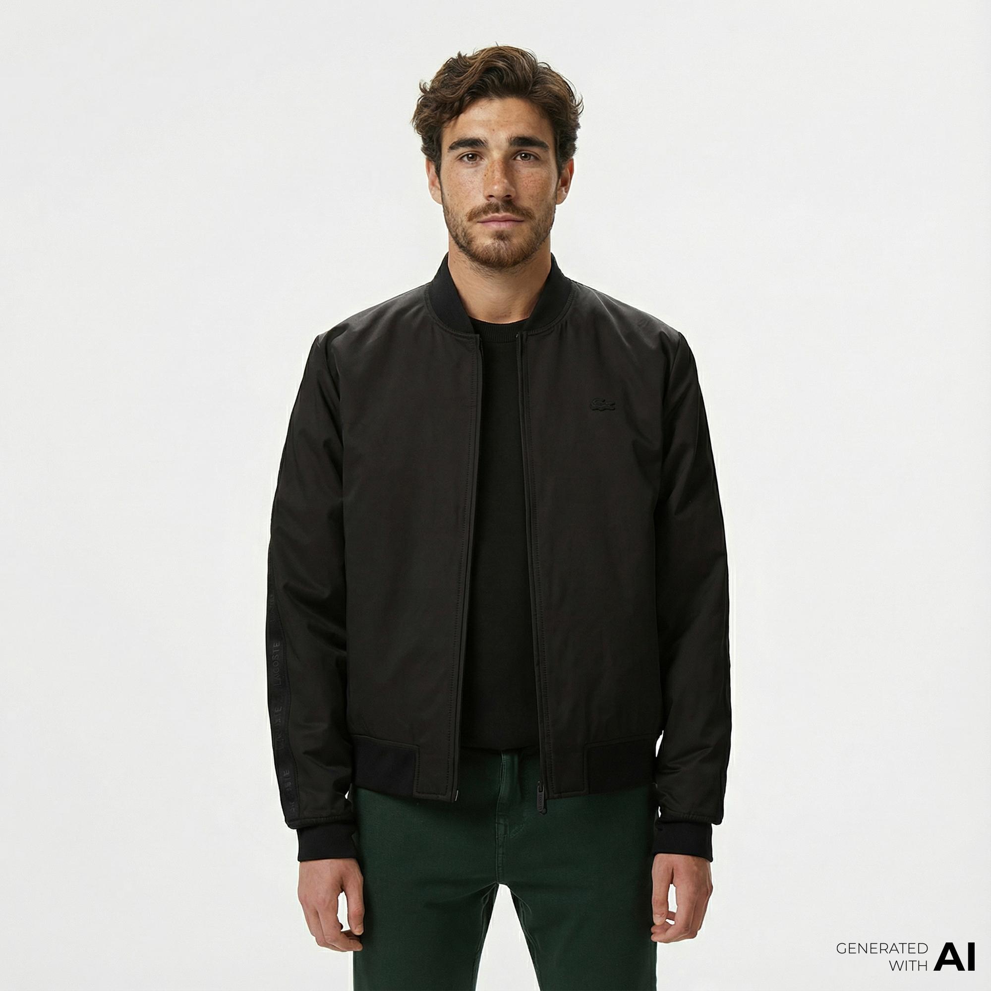 Lacoste Erkek Dik Yaka Siyah Bomber Ceket