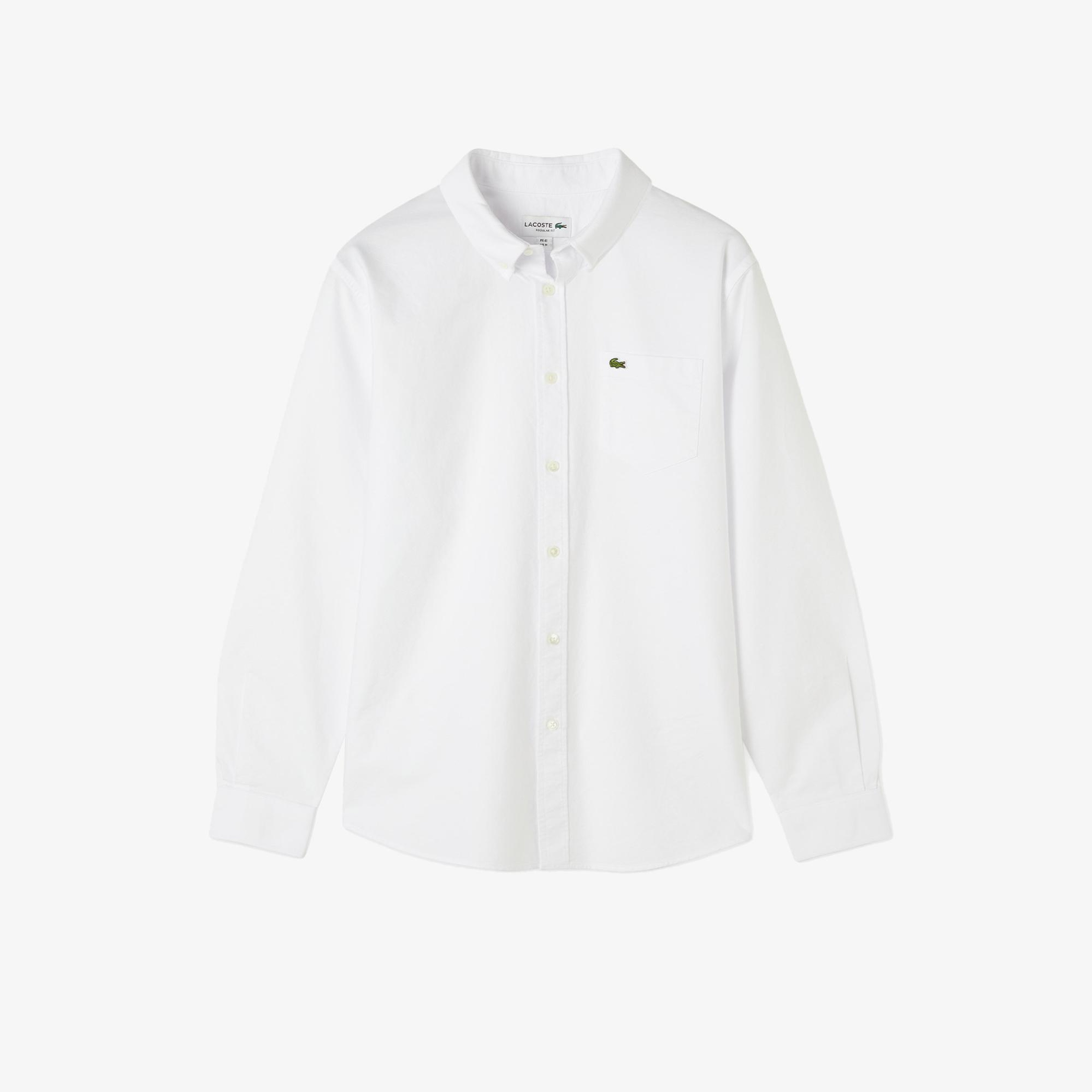 Lacoste Erkek Regular Fit Düğmeli Yaka Beyaz Gömlek
