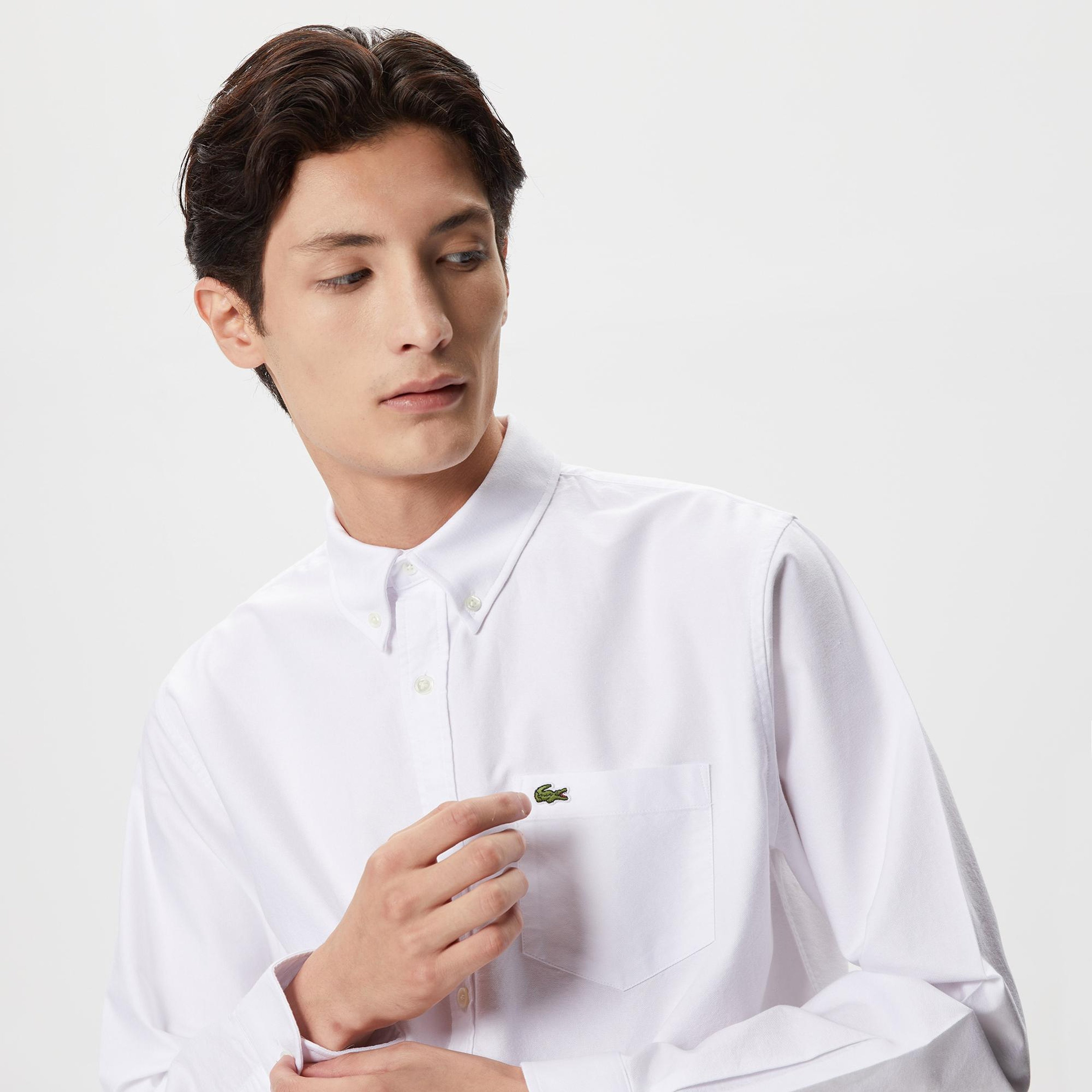 Lacoste Erkek Regular Fit Düğmeli Yaka Beyaz Gömlek
