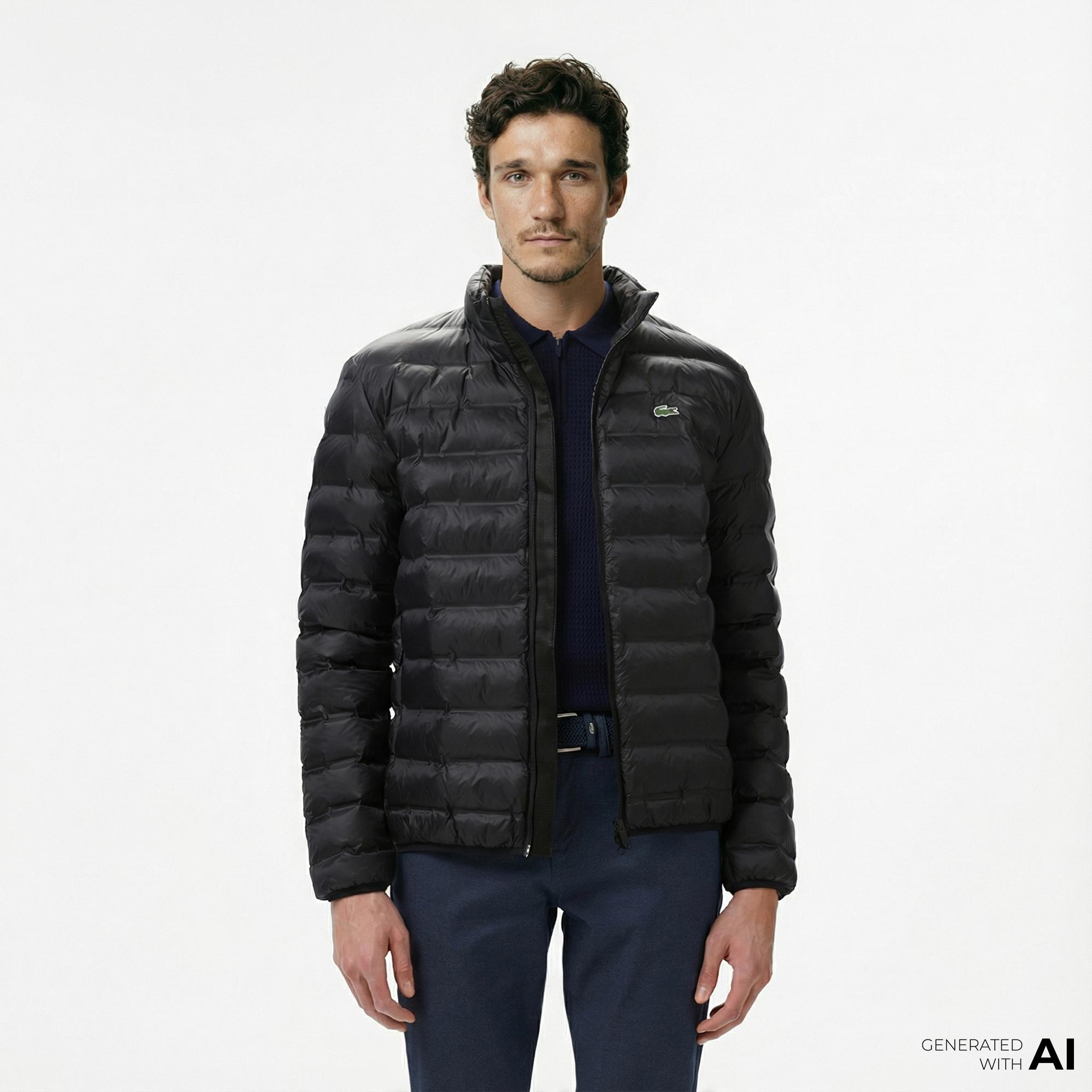 Lacoste Erkek Kapüşonlu Siyah Mont