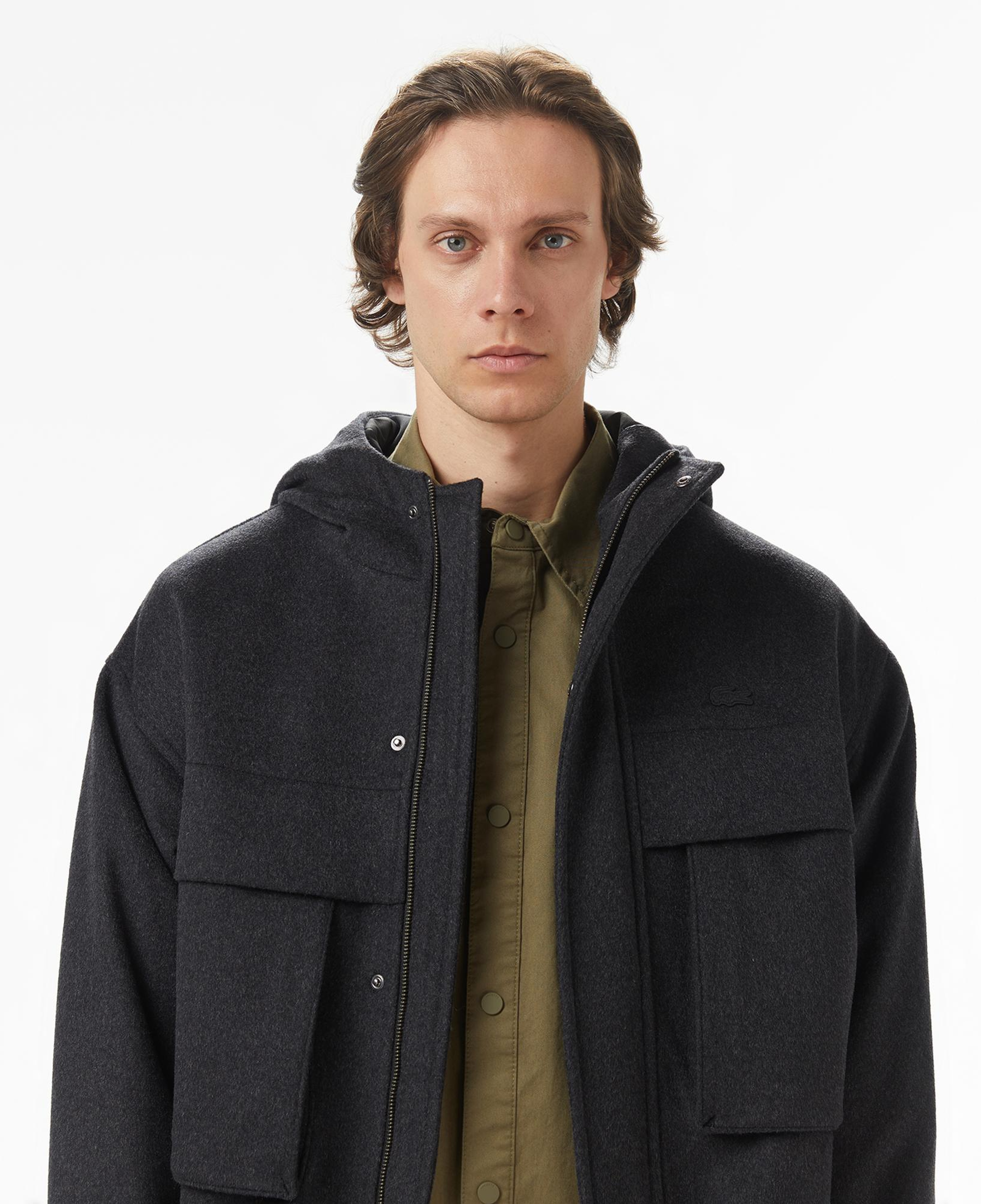 Lacoste Erkek Kapüşonlu Koyu Gri Mont