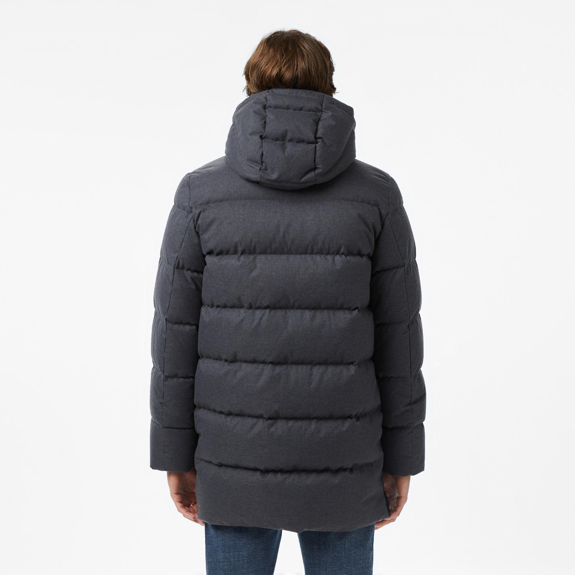 Lacoste Erkek Kapüşonlu Koyu Gri Mont