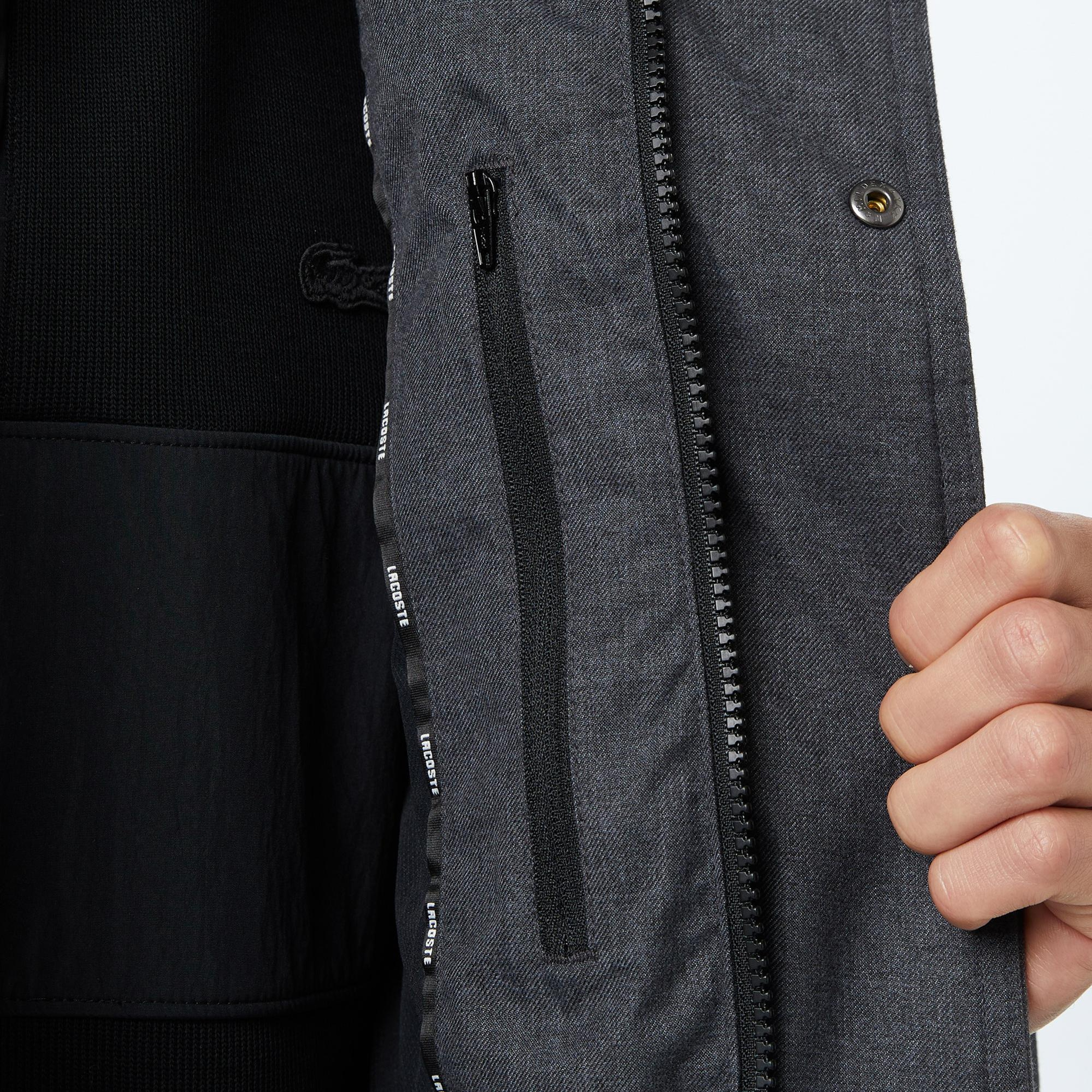 Lacoste Erkek Kapüşonlu Koyu Gri Mont