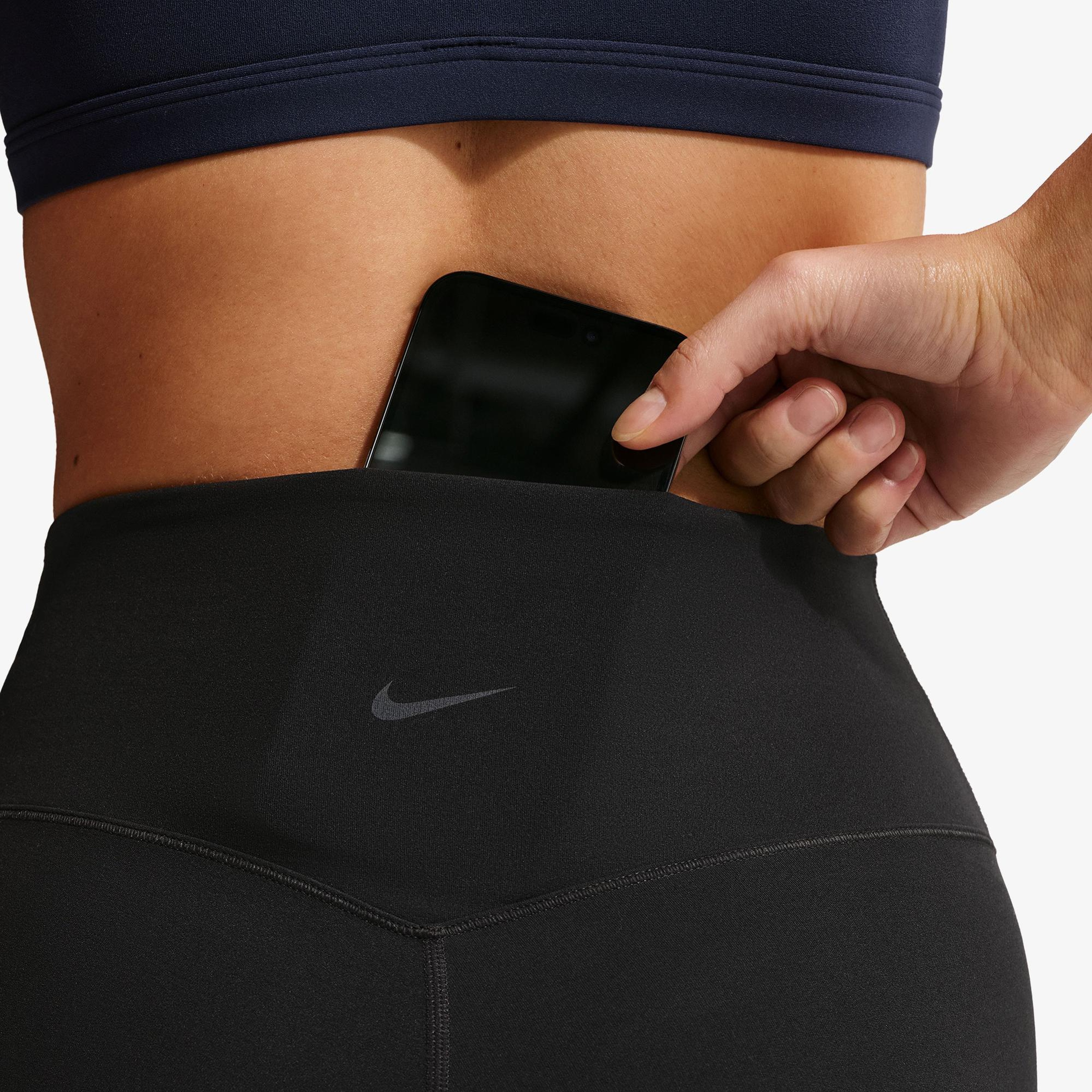 Nike Dri-Fit Zenvy Yüksek Belli 13 cm Kadın Siyah Kısa Tayt