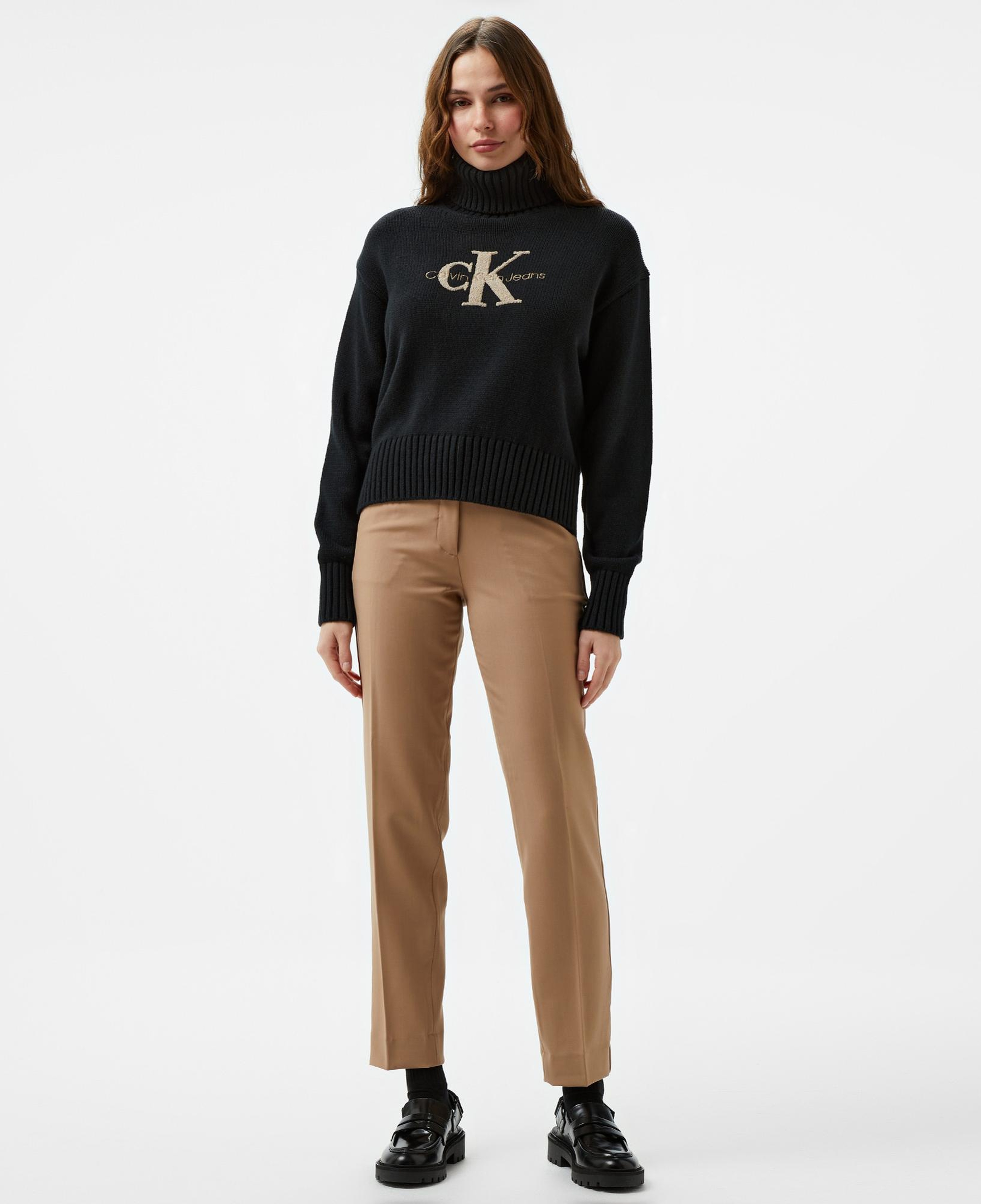 Calvin Klein Stretch Wool Slim Tapered Leg Kadın Kahverengi Pantolon