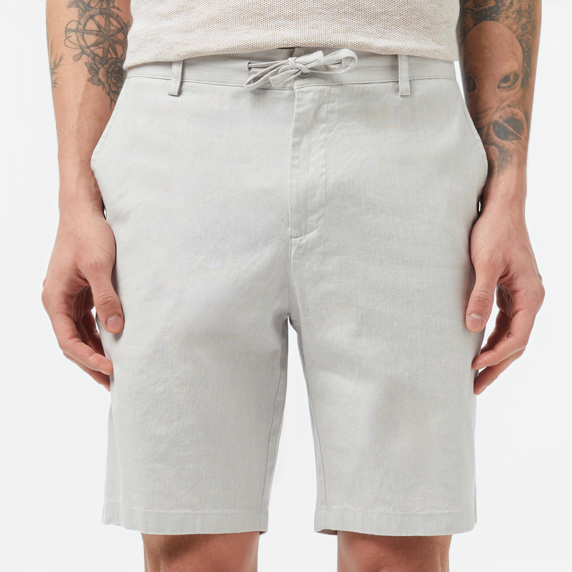 Lacoste Erkek Regular Fit Keten Gri Bermuda Şort