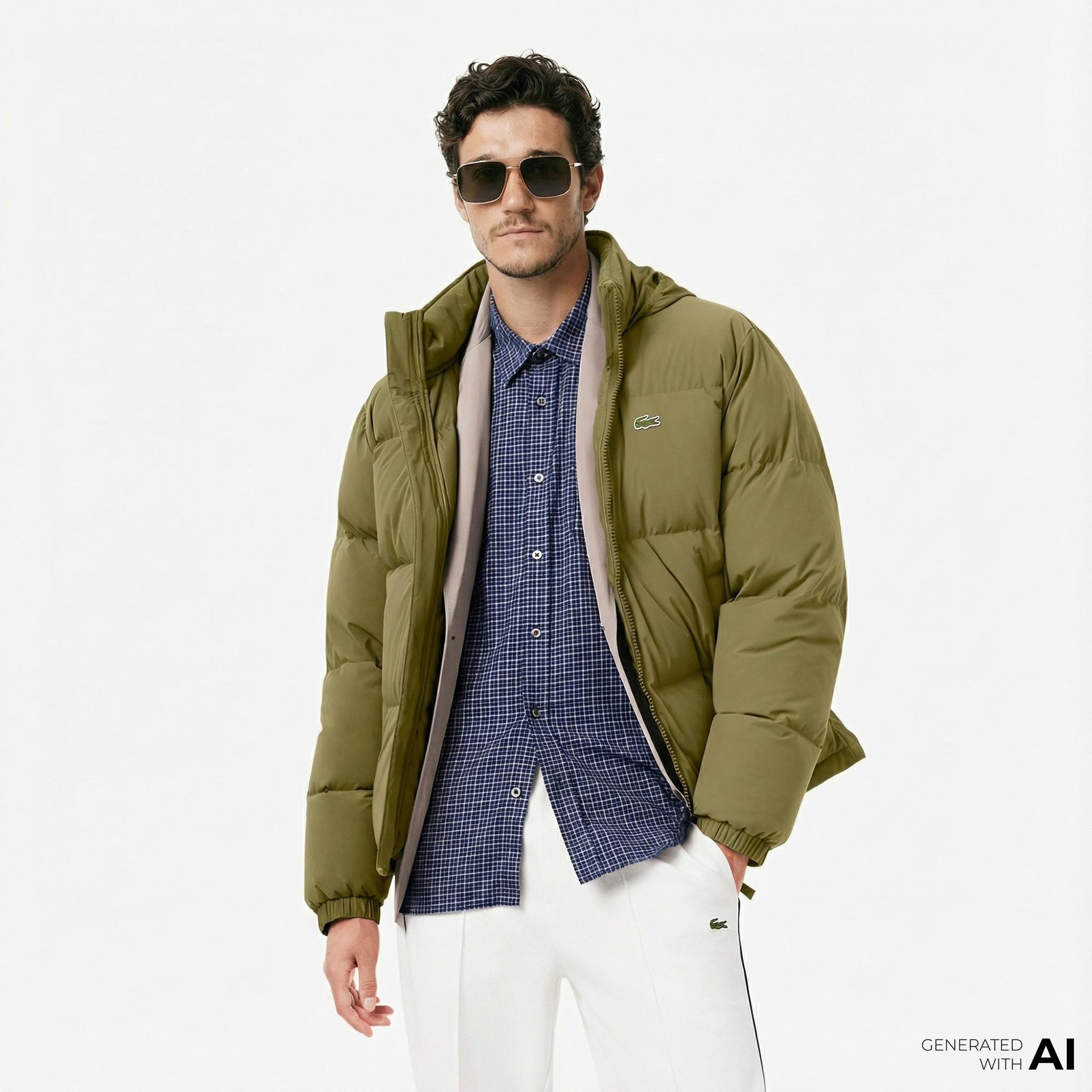 Lacoste Erkek Relaxed Fit Kapüşonlu Haki Mont