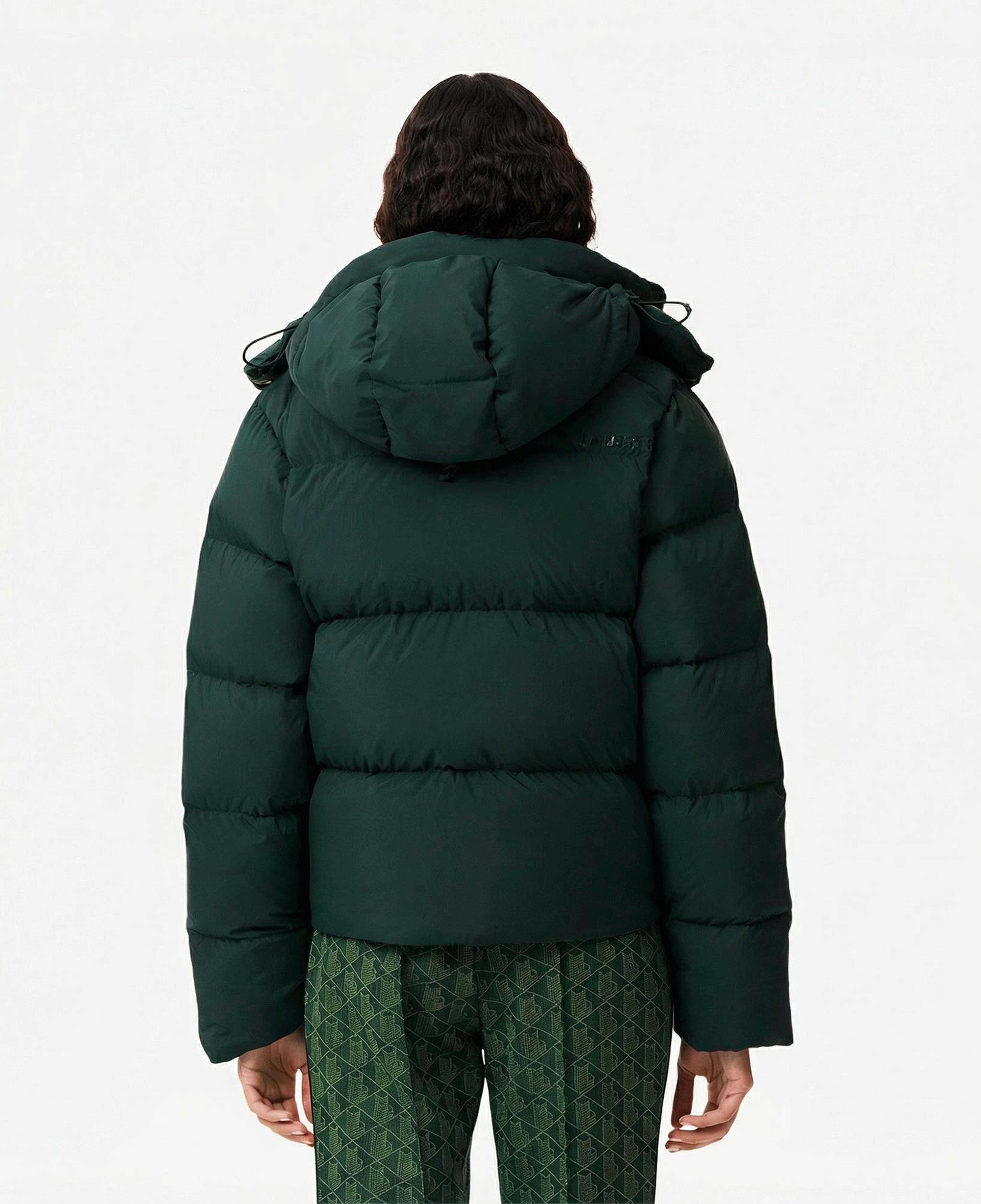 Lacoste Kadın Relaxed Fit Kapüşonlu Koyu Yeşil Şişme Mont