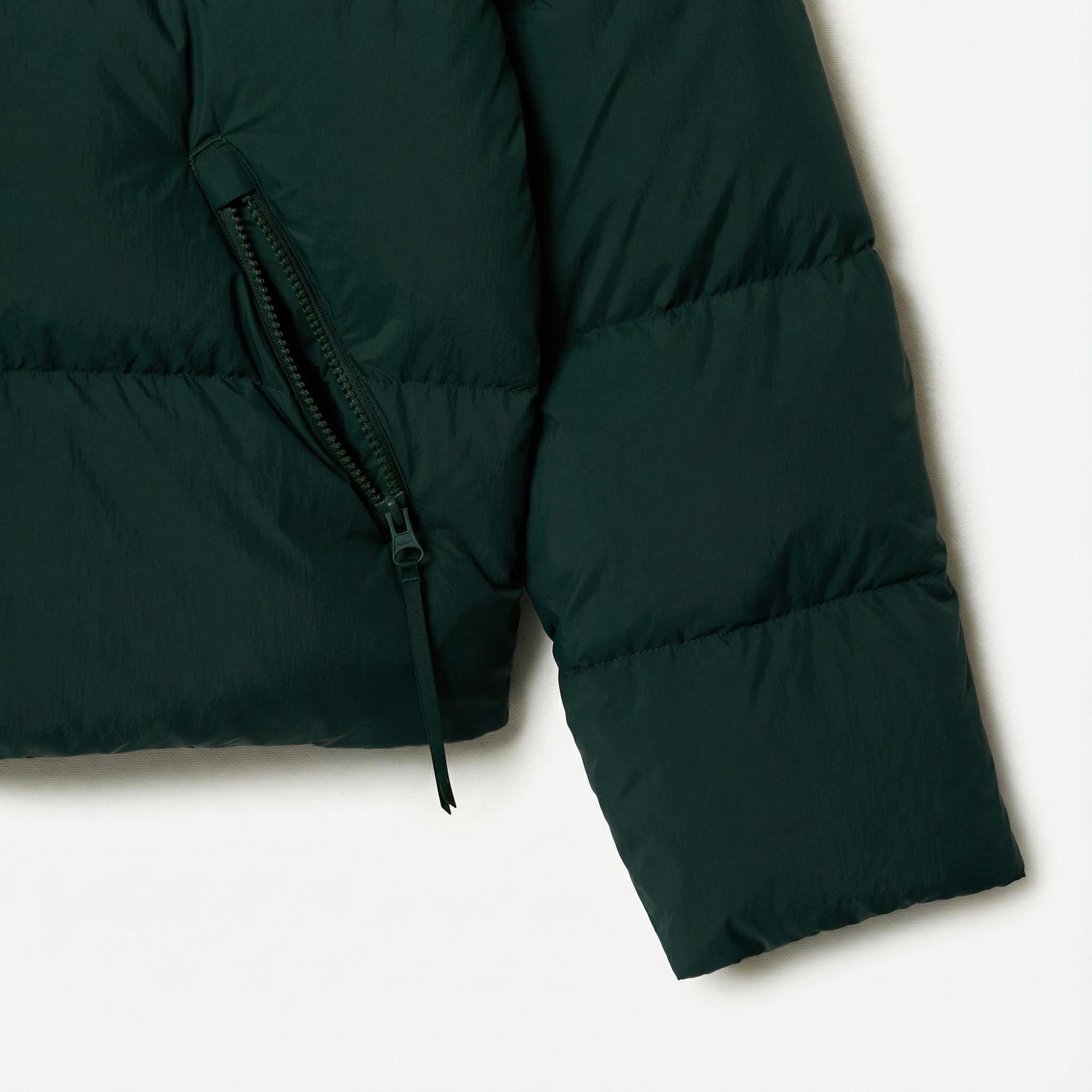 Lacoste Kadın Relaxed Fit Kapüşonlu Koyu Yeşil Şişme Mont