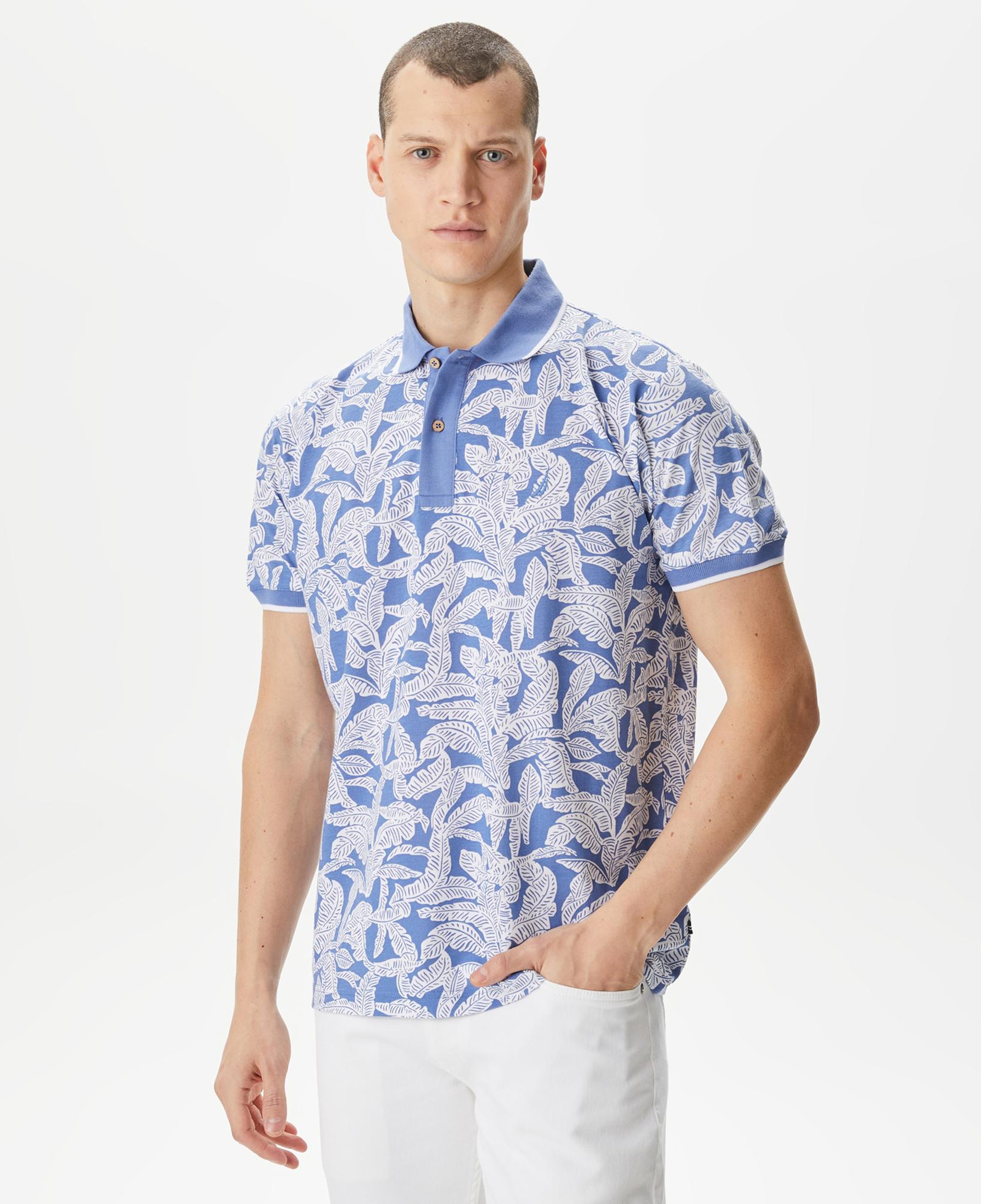 Nautica Erkek Mavi Classic Fit Kısa Kollu Baskılı Polo Yaka T-Shirt