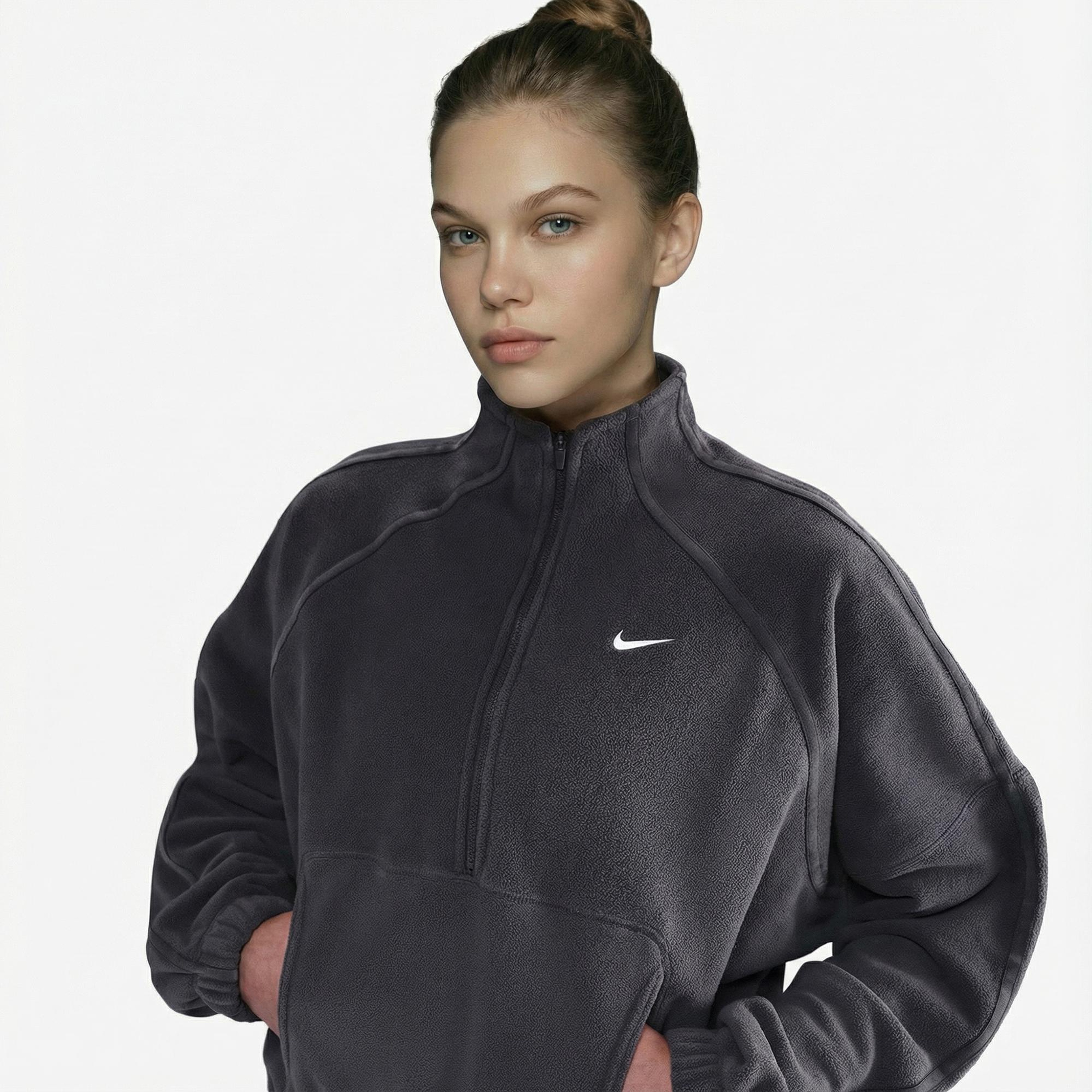 Nike One Therma-Fit Polar Kadın Gri Sweatshirt