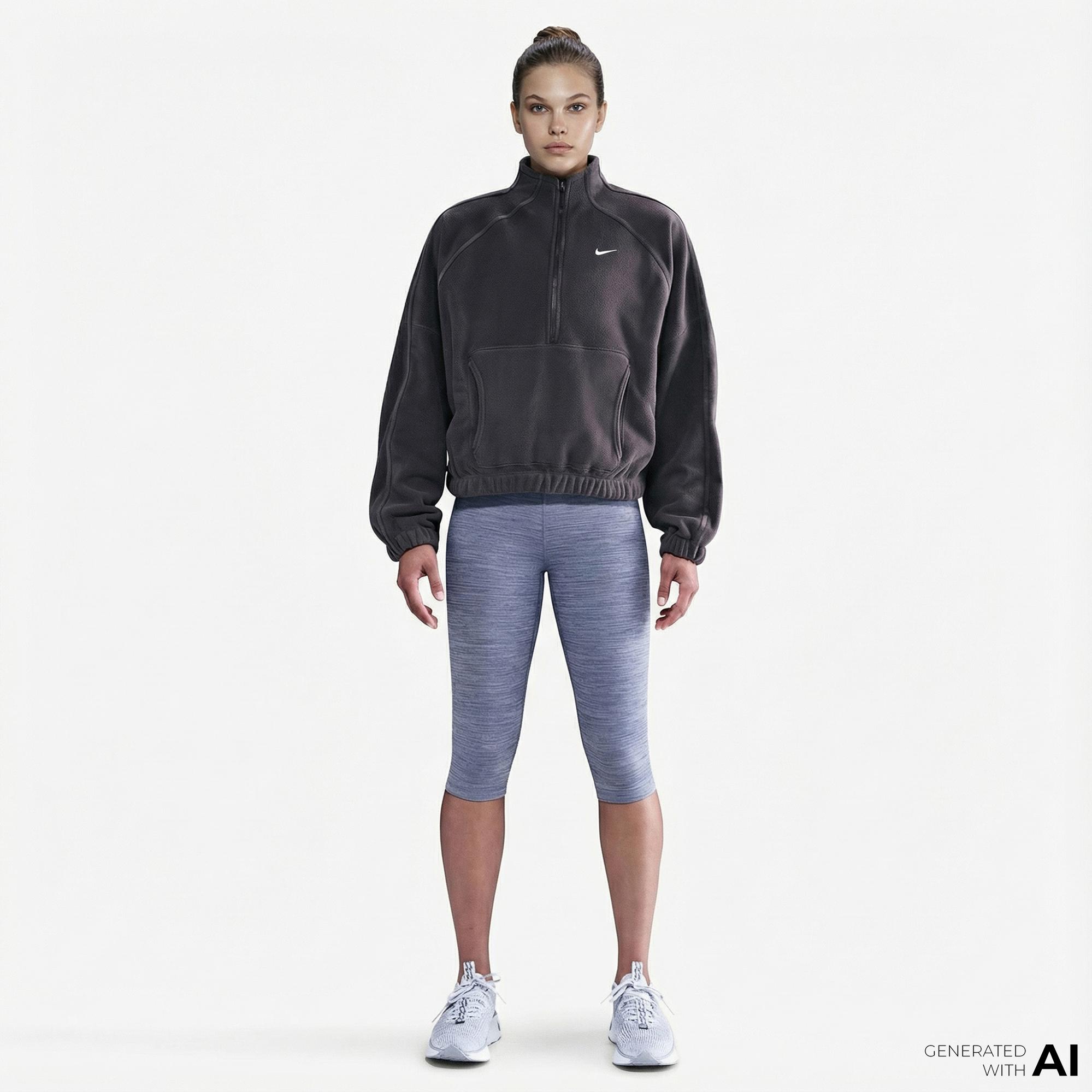 Nike One Therma-Fit Polar Kadın Gri Sweatshirt