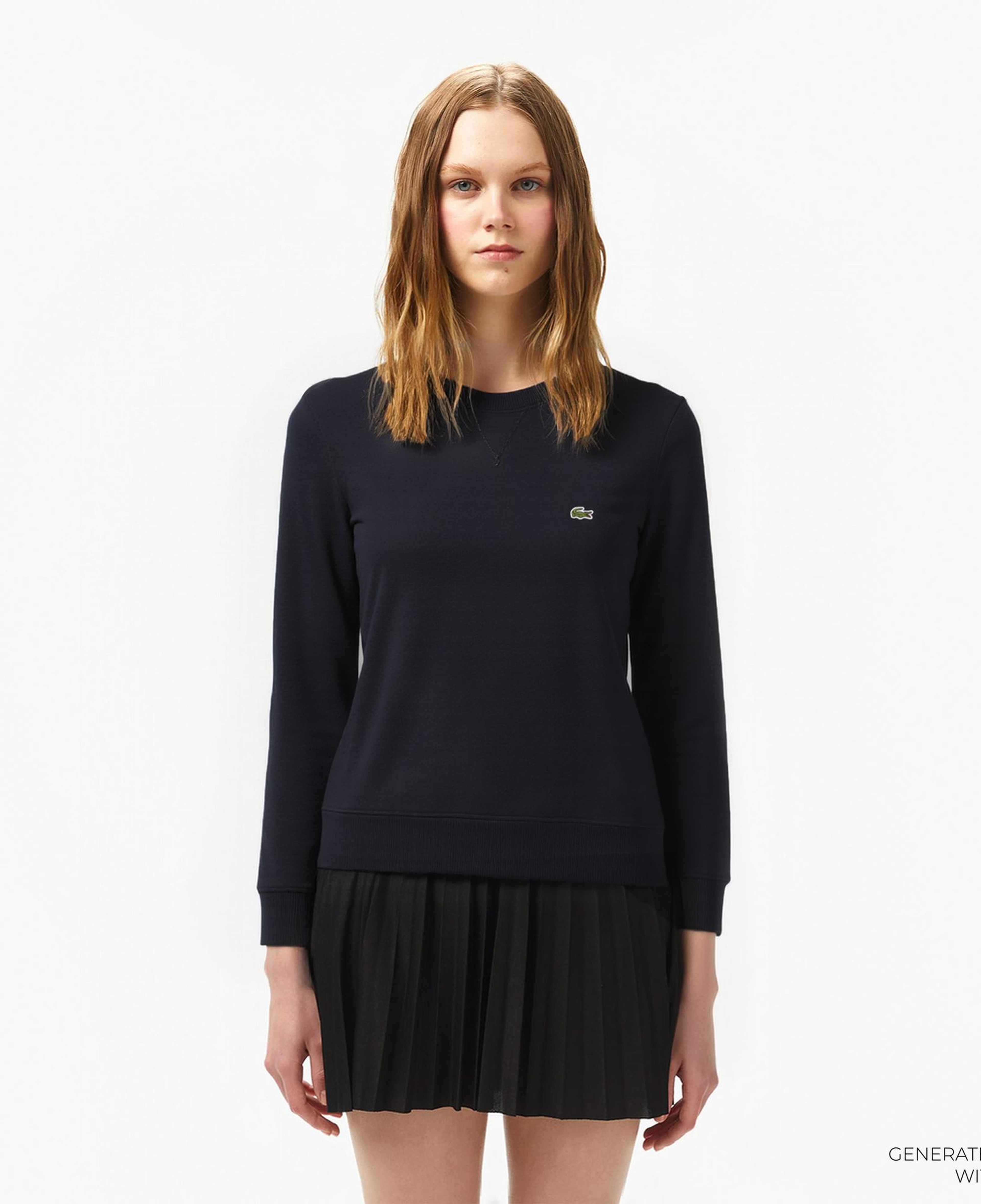 Lacoste Kadın Relaxed Fit Bisiklet Yaka Lacivert Sweatshirt