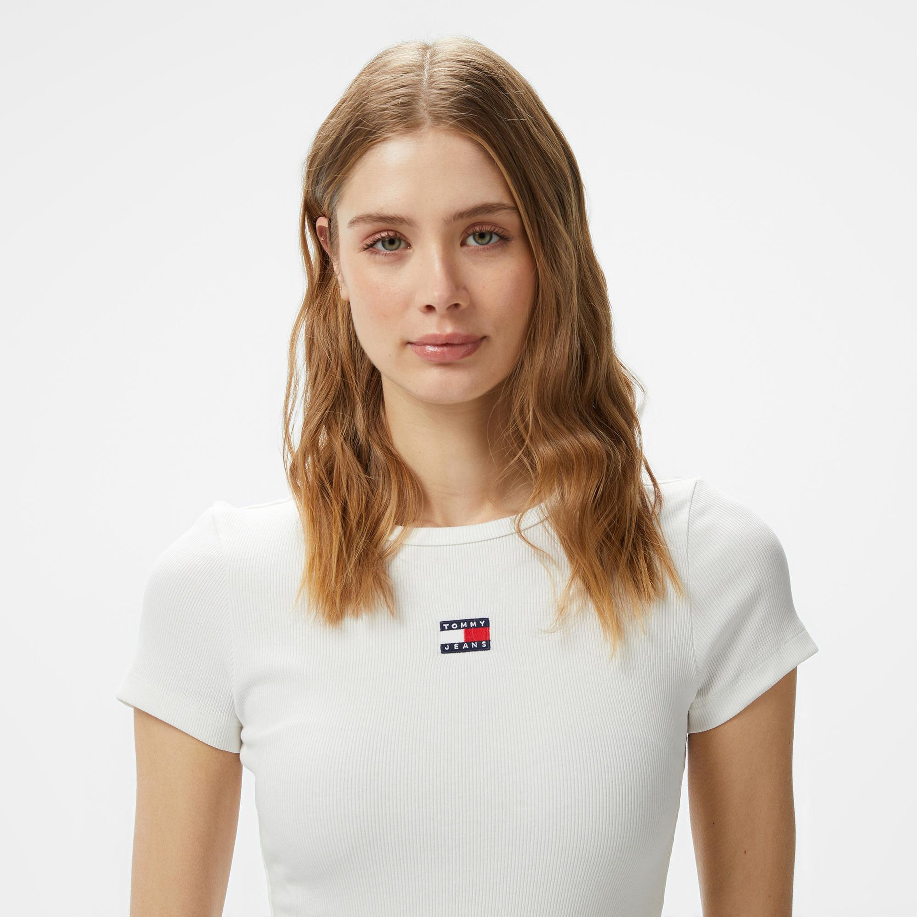 Tommy Hilfiger Badge Kadın Beyaz T-Shirt
