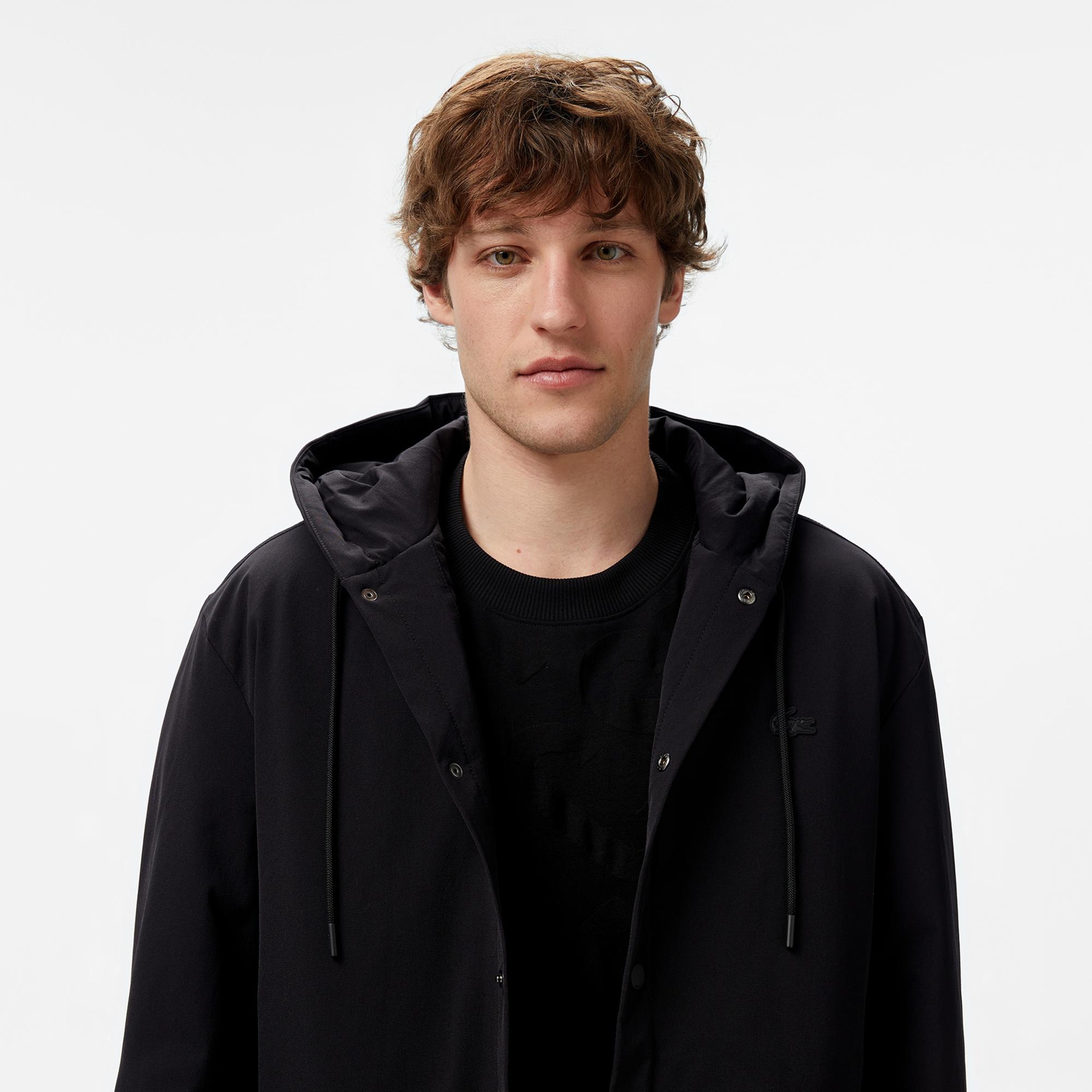 Lacoste Erkek Regular Fit Kapüşonlu Siyah Ceket