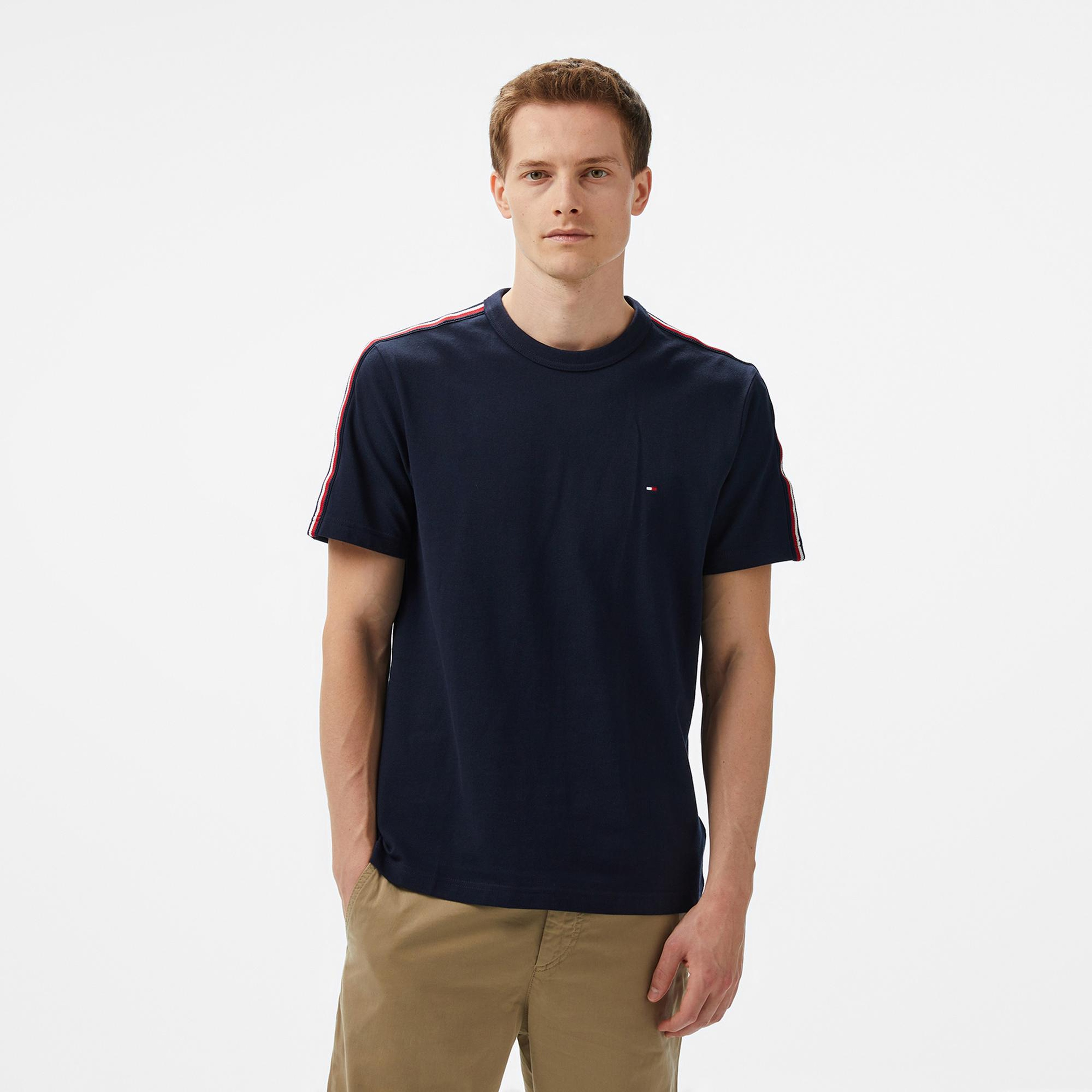 Tommy Hilfiger Global Stripe Tape Erkek Lacivert T-Shirt