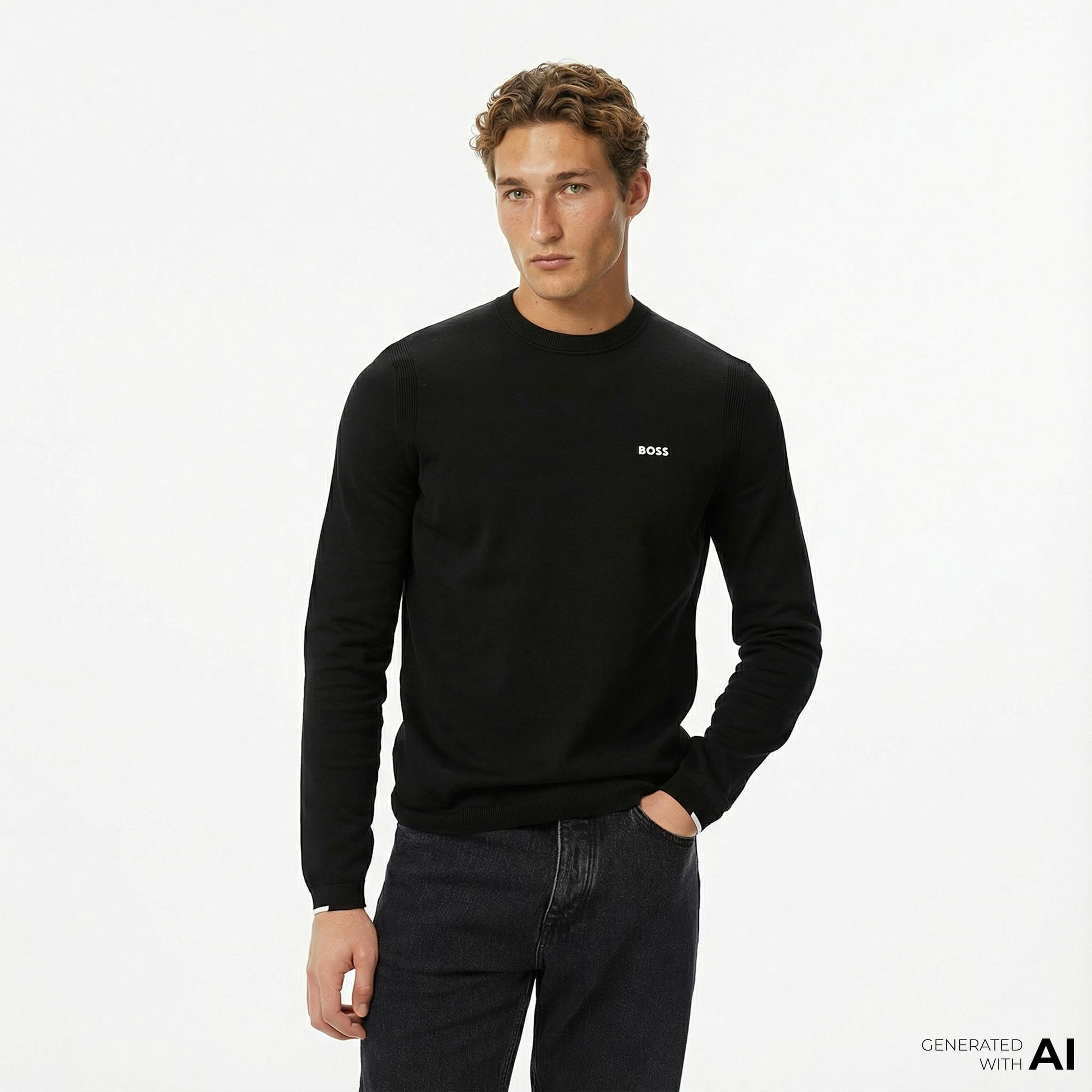 Boss Ever-X Erkek Siyah Triko