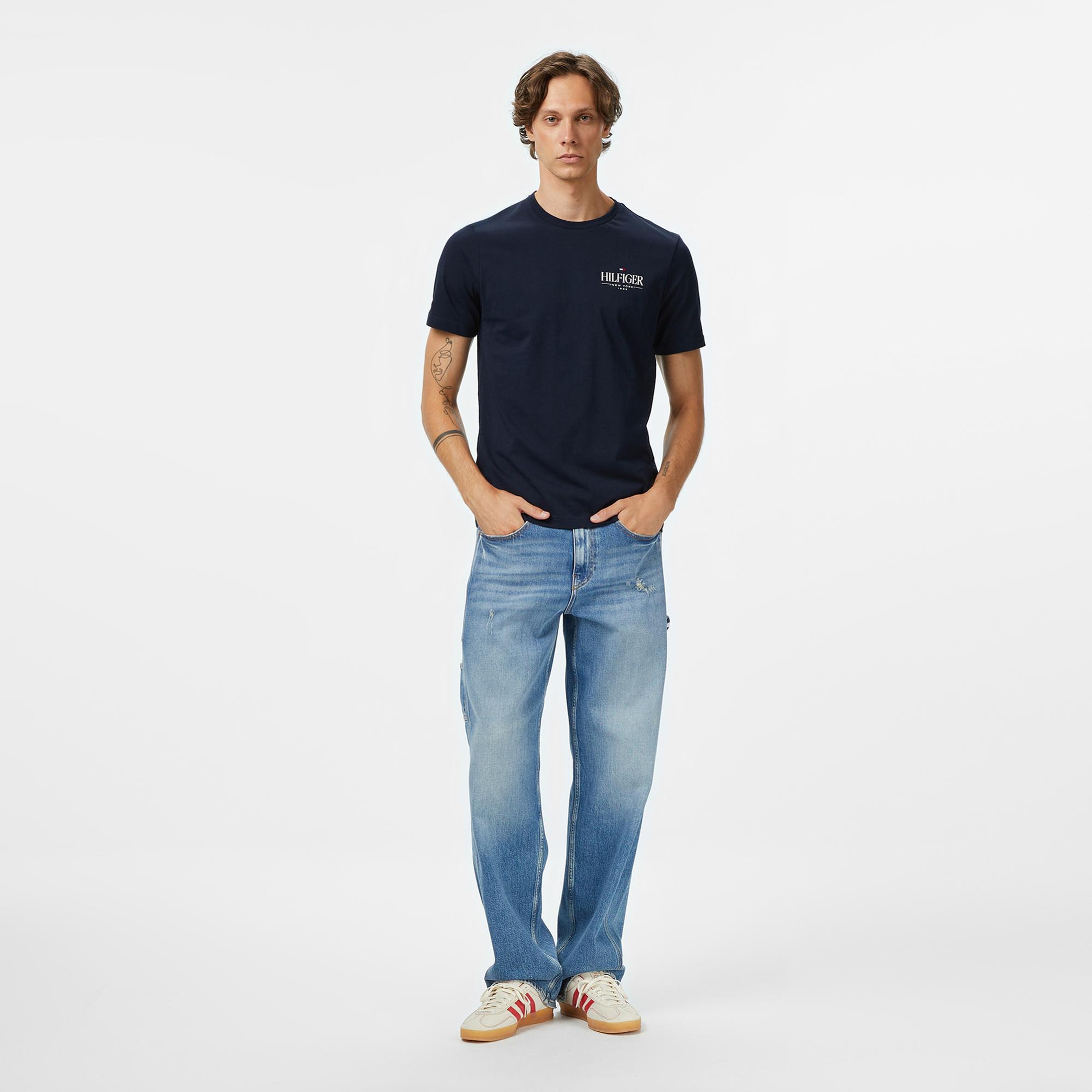 Tommy Hilfiger Brand Love Stack Erkek Lacivert T-Shirt