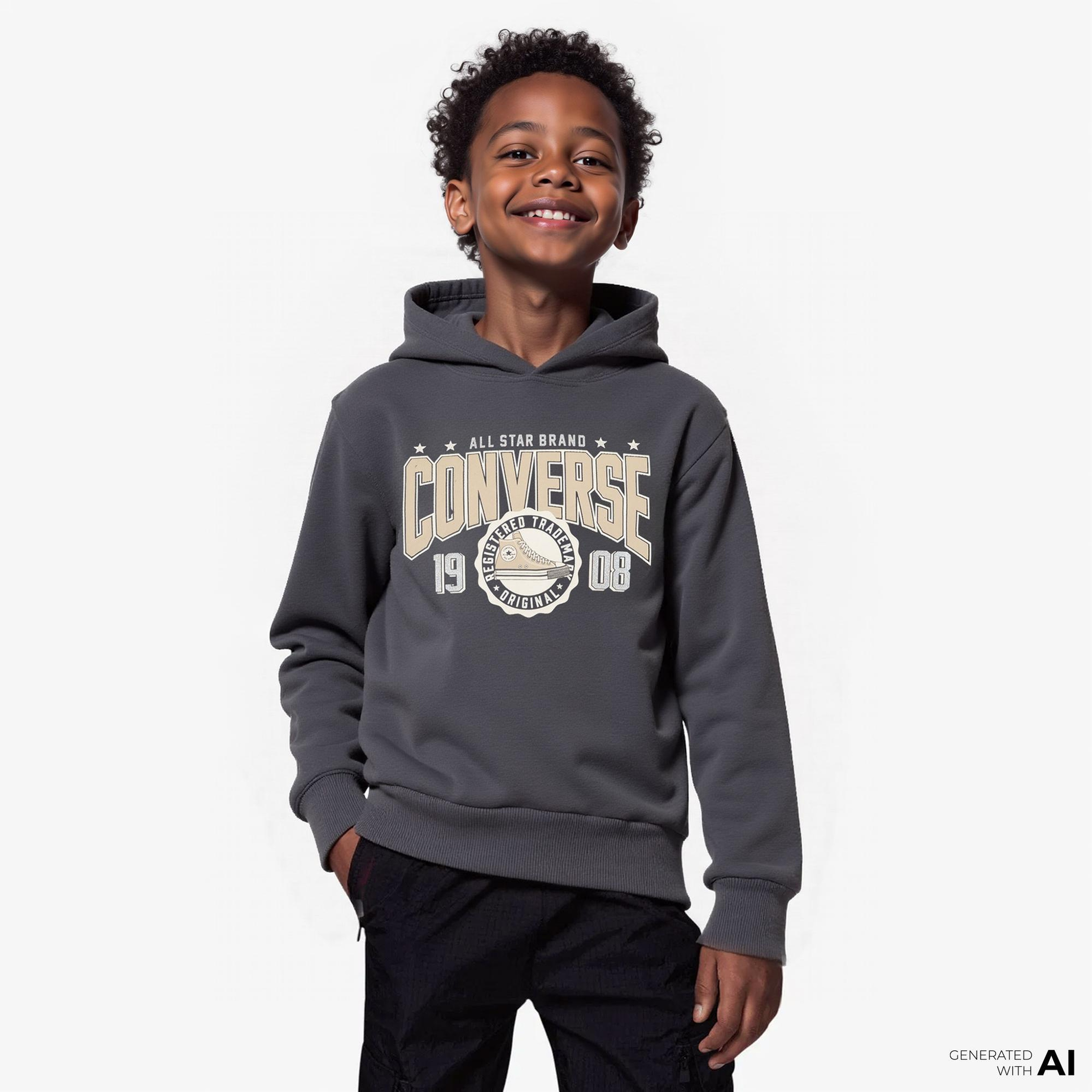 Converse Boxy Çocuk Antrasit Hoodie