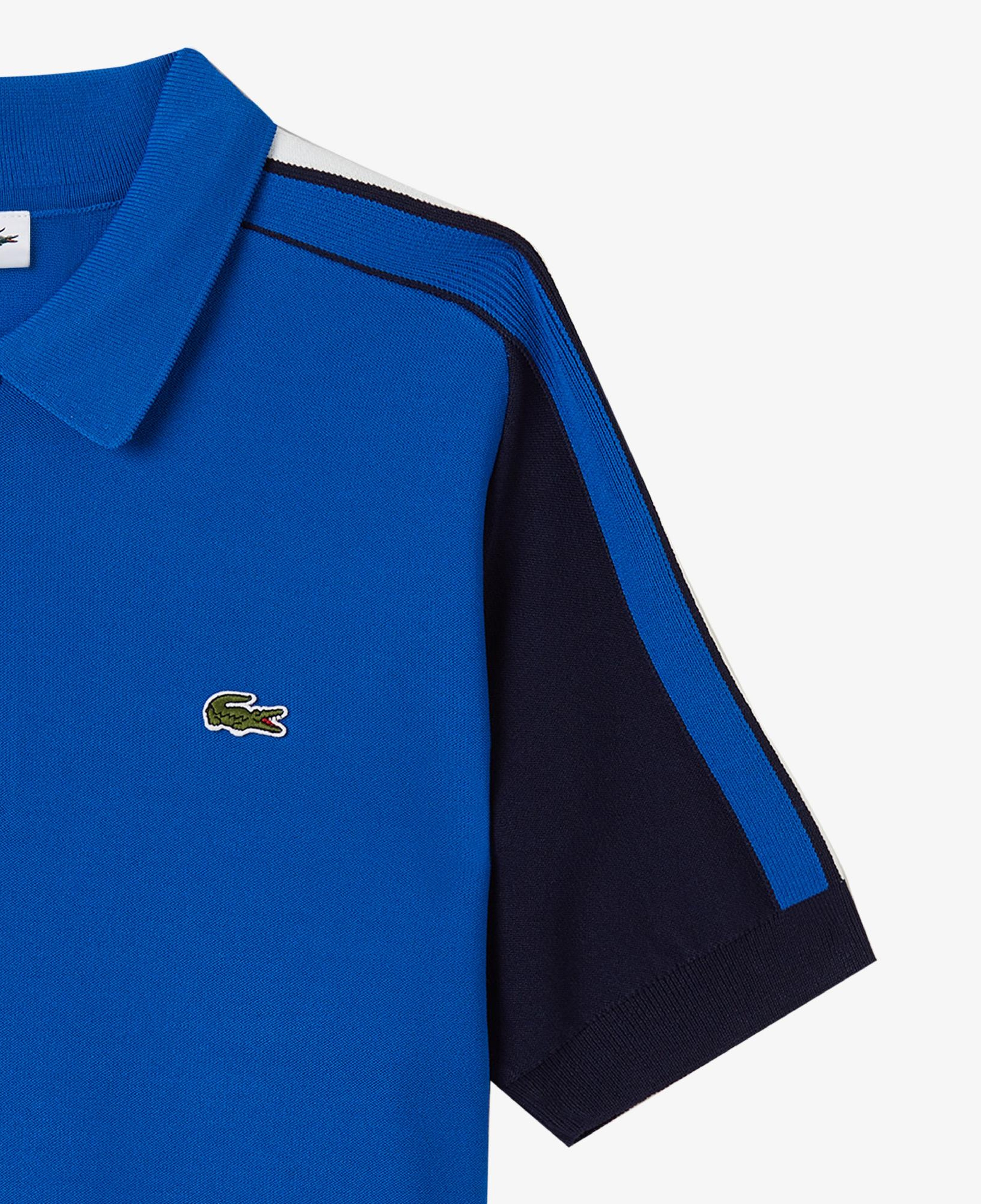 Lacoste Erkek Kısa Kollu Yarım Fermuarlı Renk Bloklu Mavi Triko
