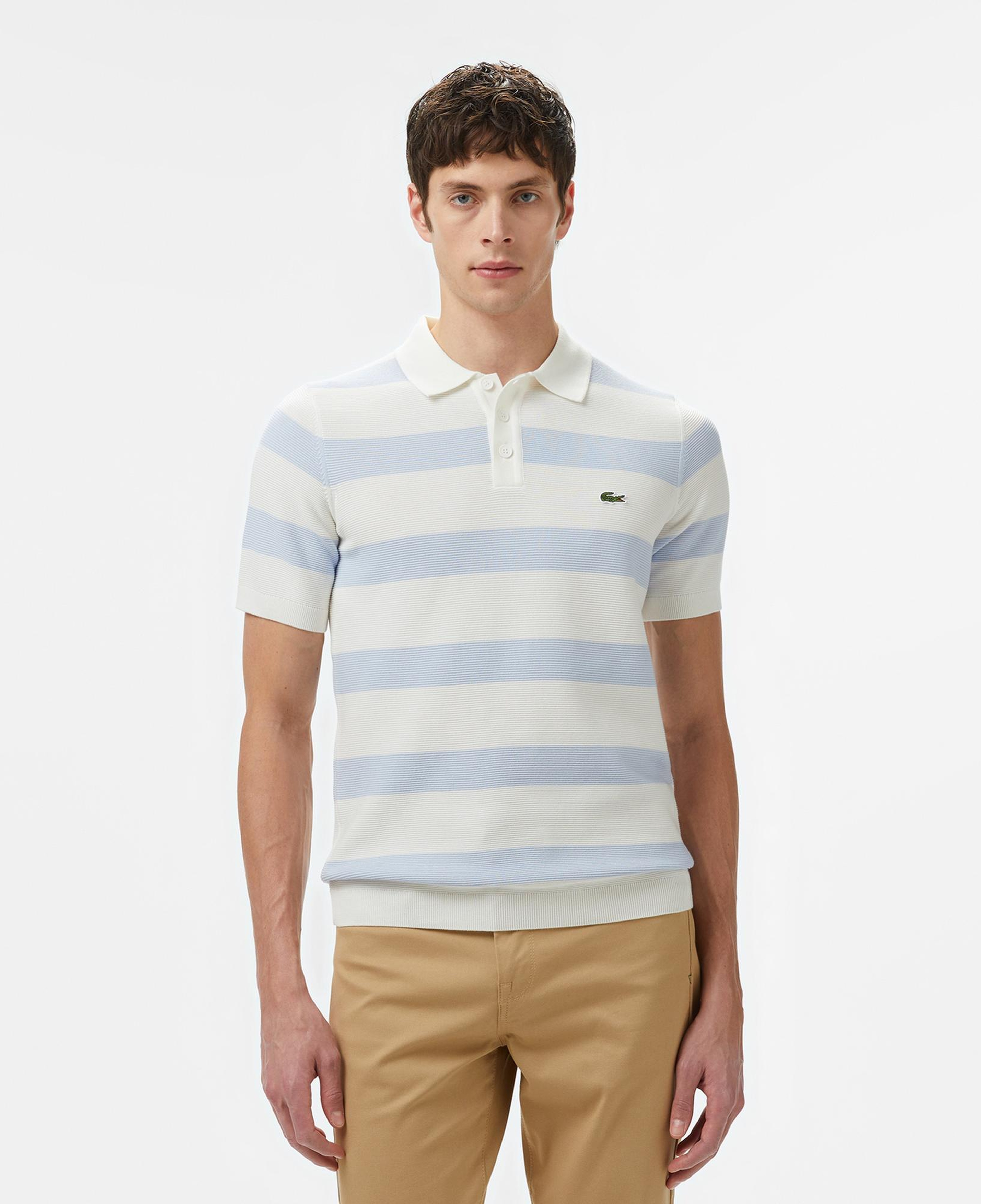 Lacoste Erkek Gömlek Yaka Çizgili Açık Mavi Triko