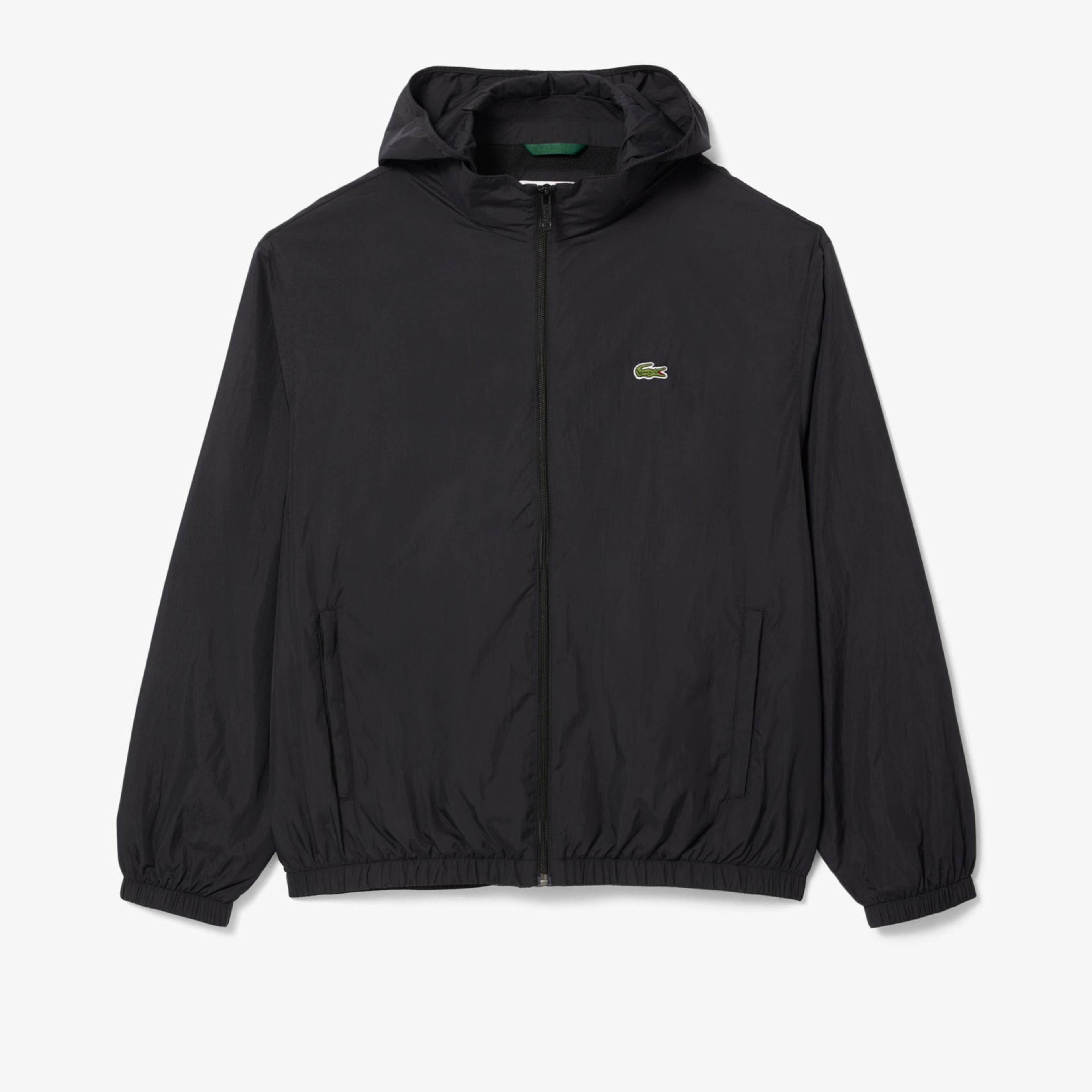 Lacoste Erkek Kapüşonlu Siyah Yağmurluk