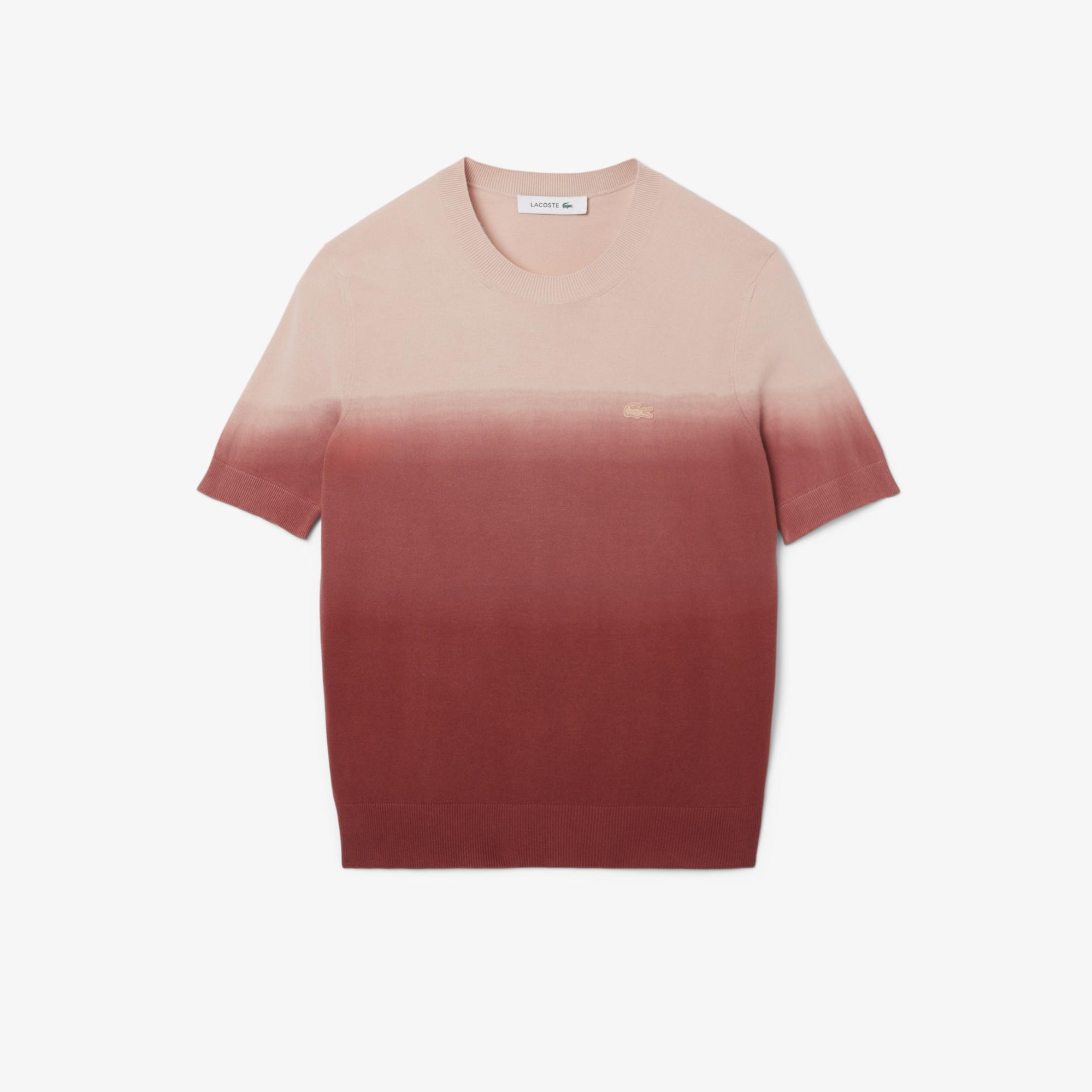 Lacoste Kadın Classic Fit Kısa Kollu Bisiklet Yaka Renk Bloklu Pembe Triko