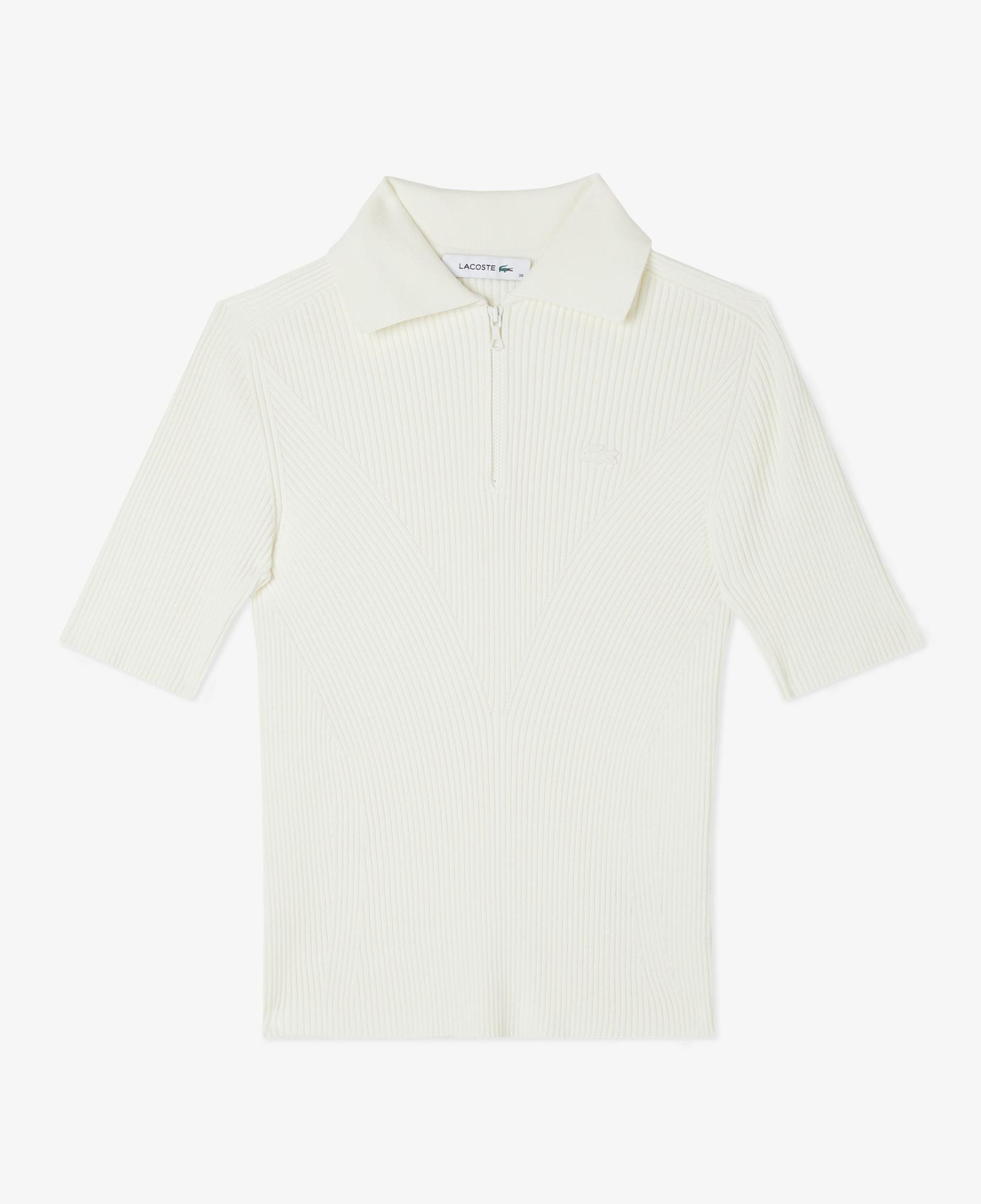 Lacoste Kadın Slim Fit Polo Yaka Beyaz Triko