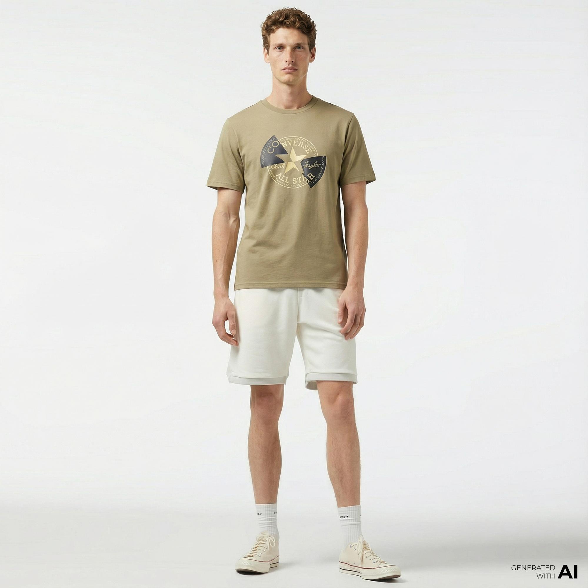 Converse Distorted Erkek Haki T-Shirt