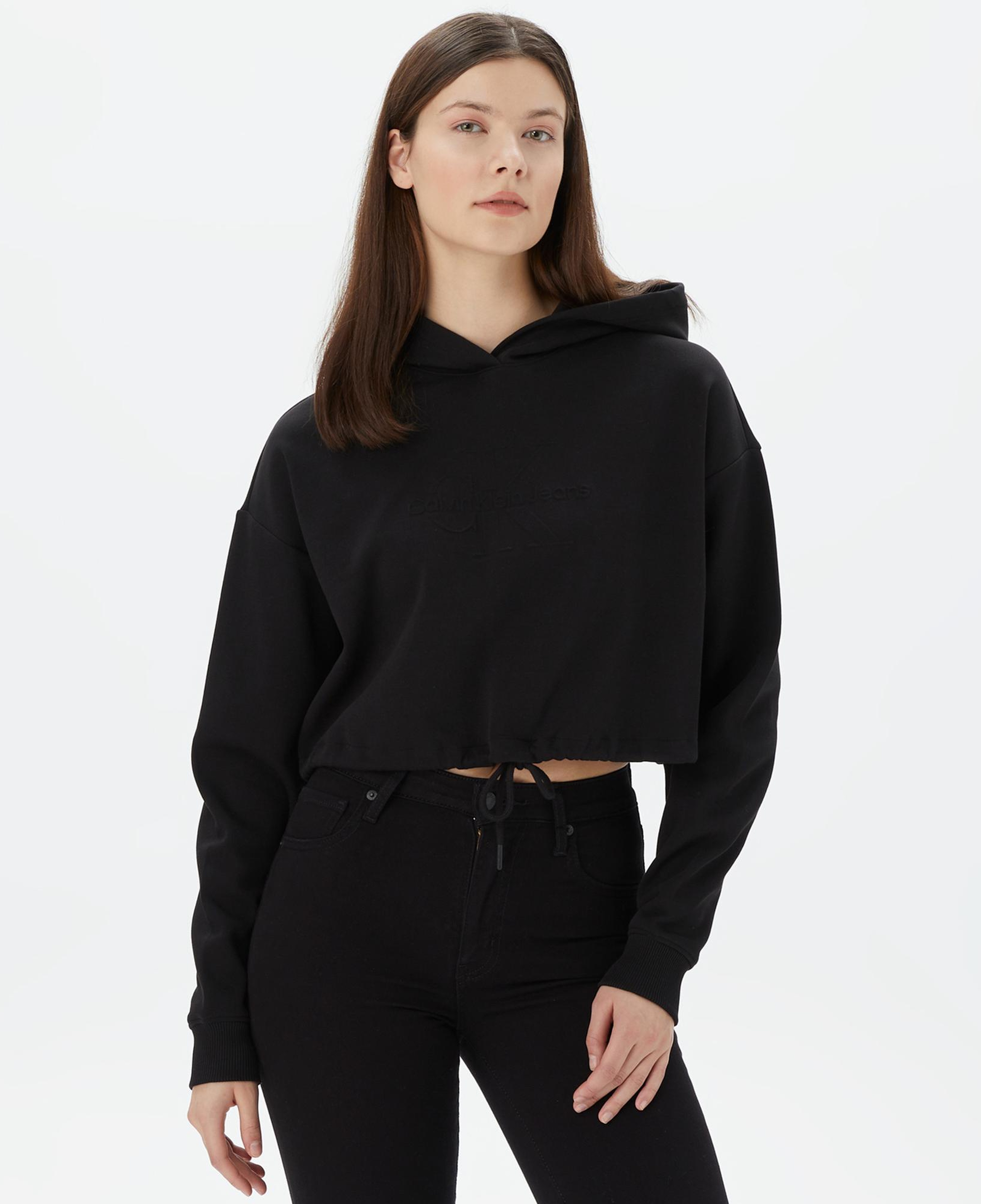 Calvin Klein Jeans Embossed Monologo Kadın Siyah Sweatshirt
