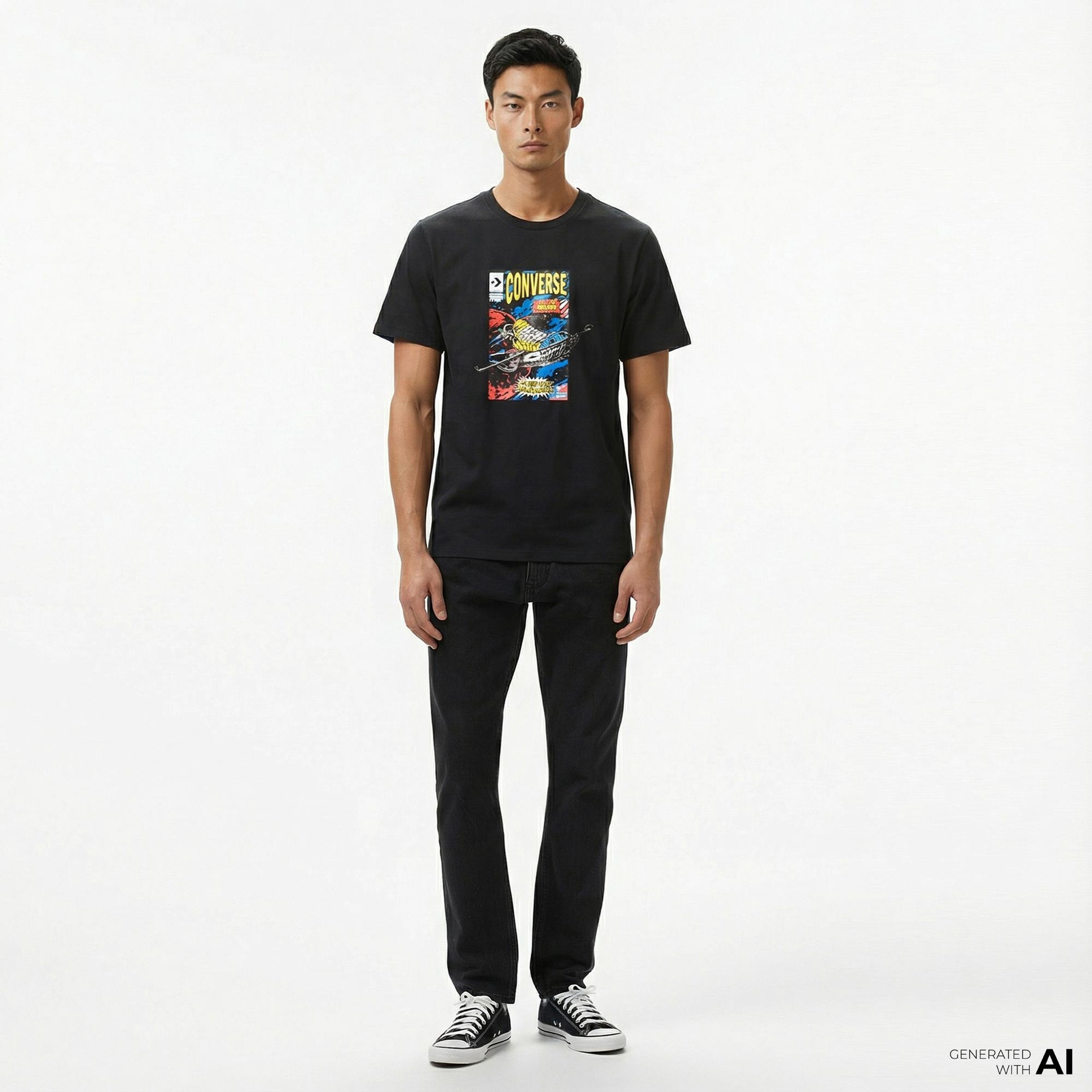 Converse Comic Cover Erkek Siyah T-Shirt