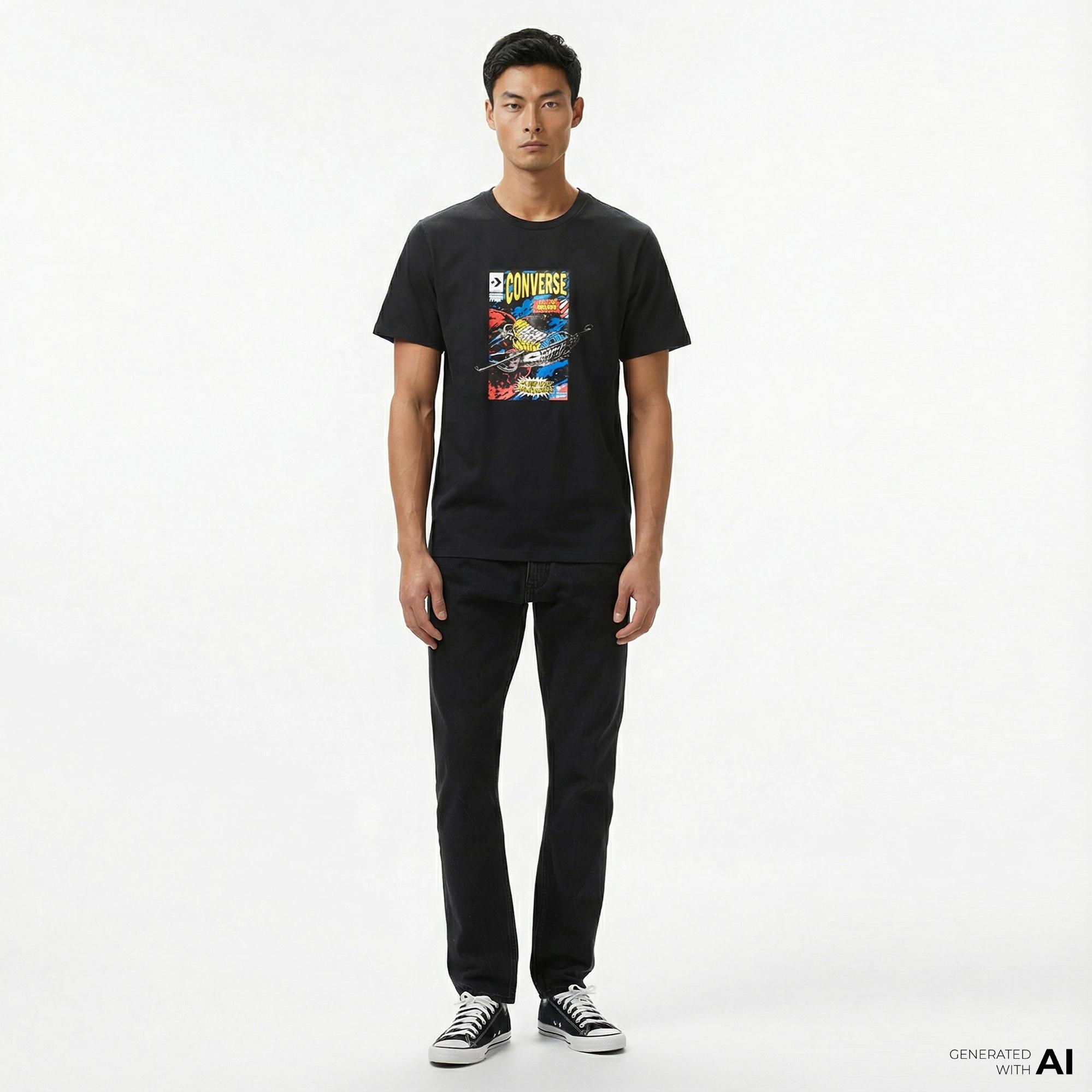 Converse Comic Cover Erkek Siyah T-Shirt