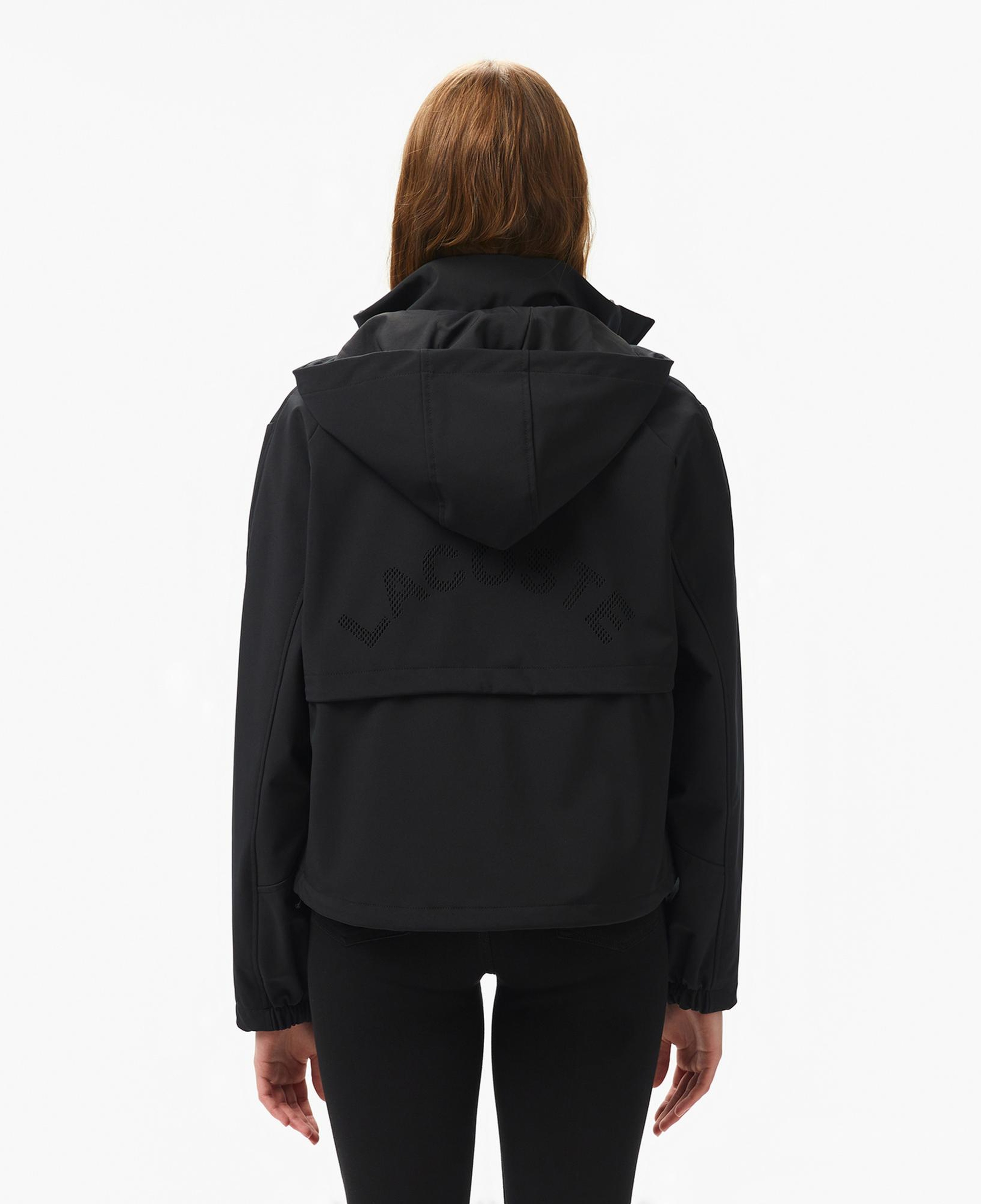 Lacoste Kadın Relaxed Fit Kapüşonlu Siyah Yağmurluk