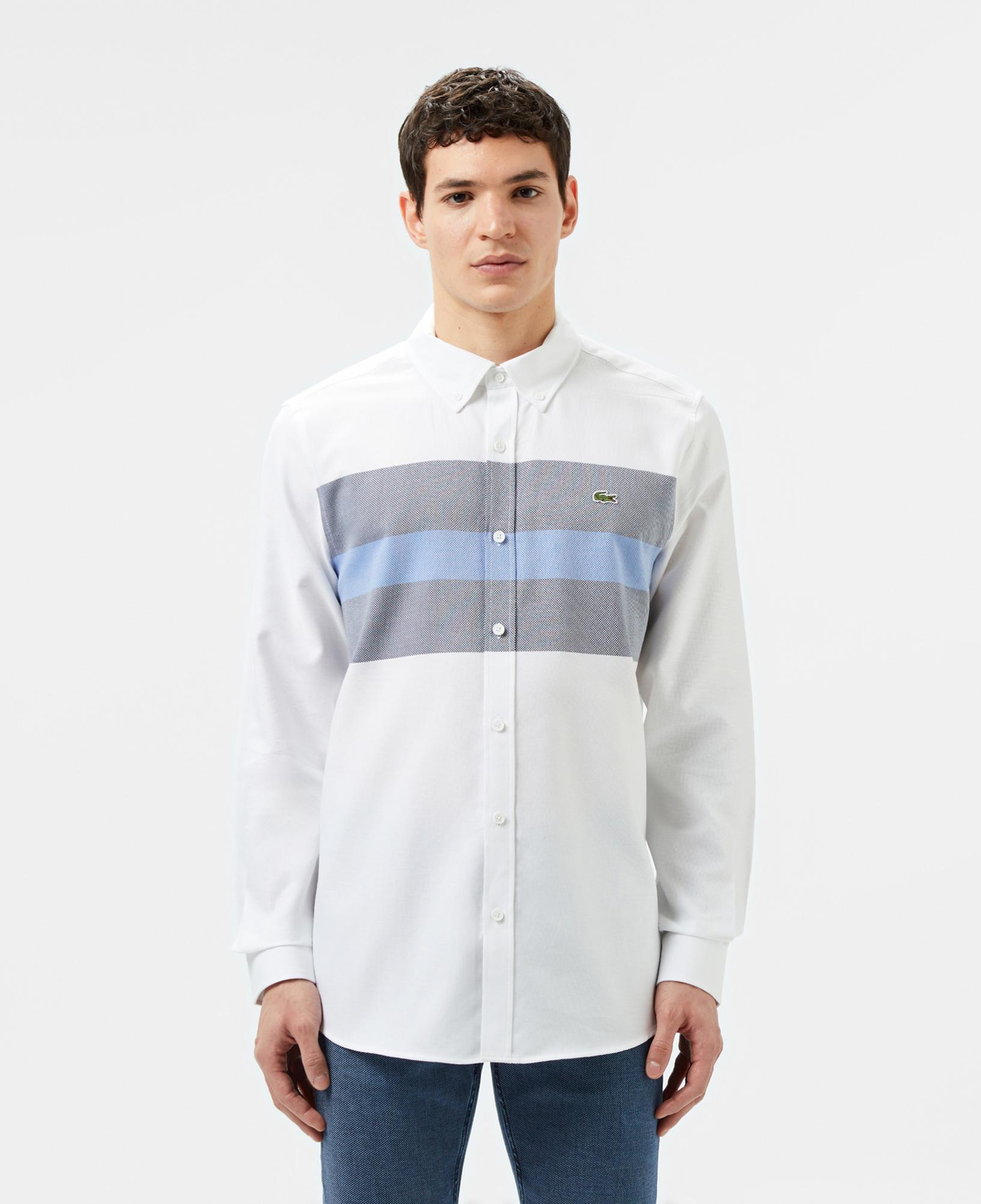 Lacoste Erkek Slim Fit Renk Bloklu Beyaz Gömlek