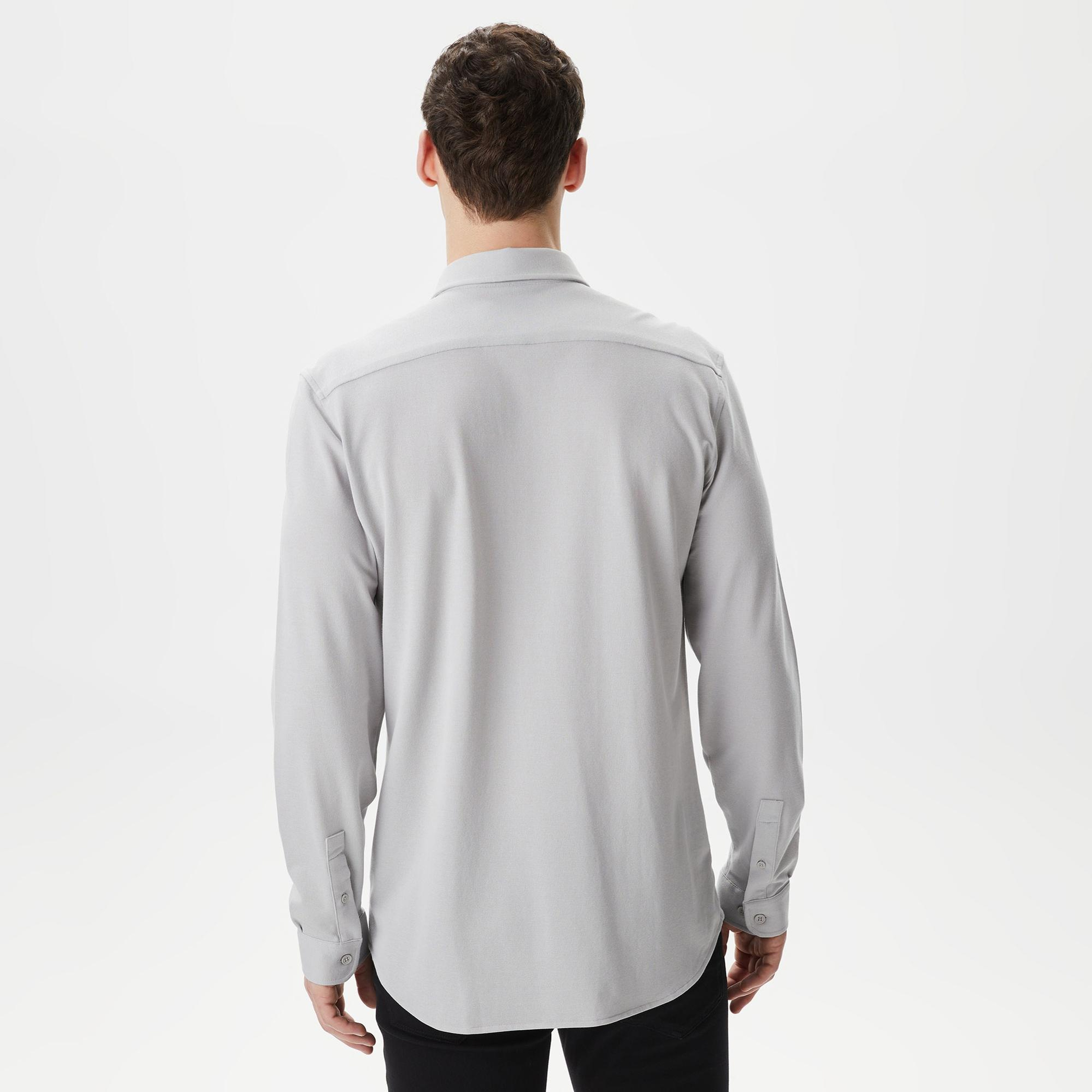 Lacoste Erkek Slim Fit Düğmeli Yaka Gri Gömlek