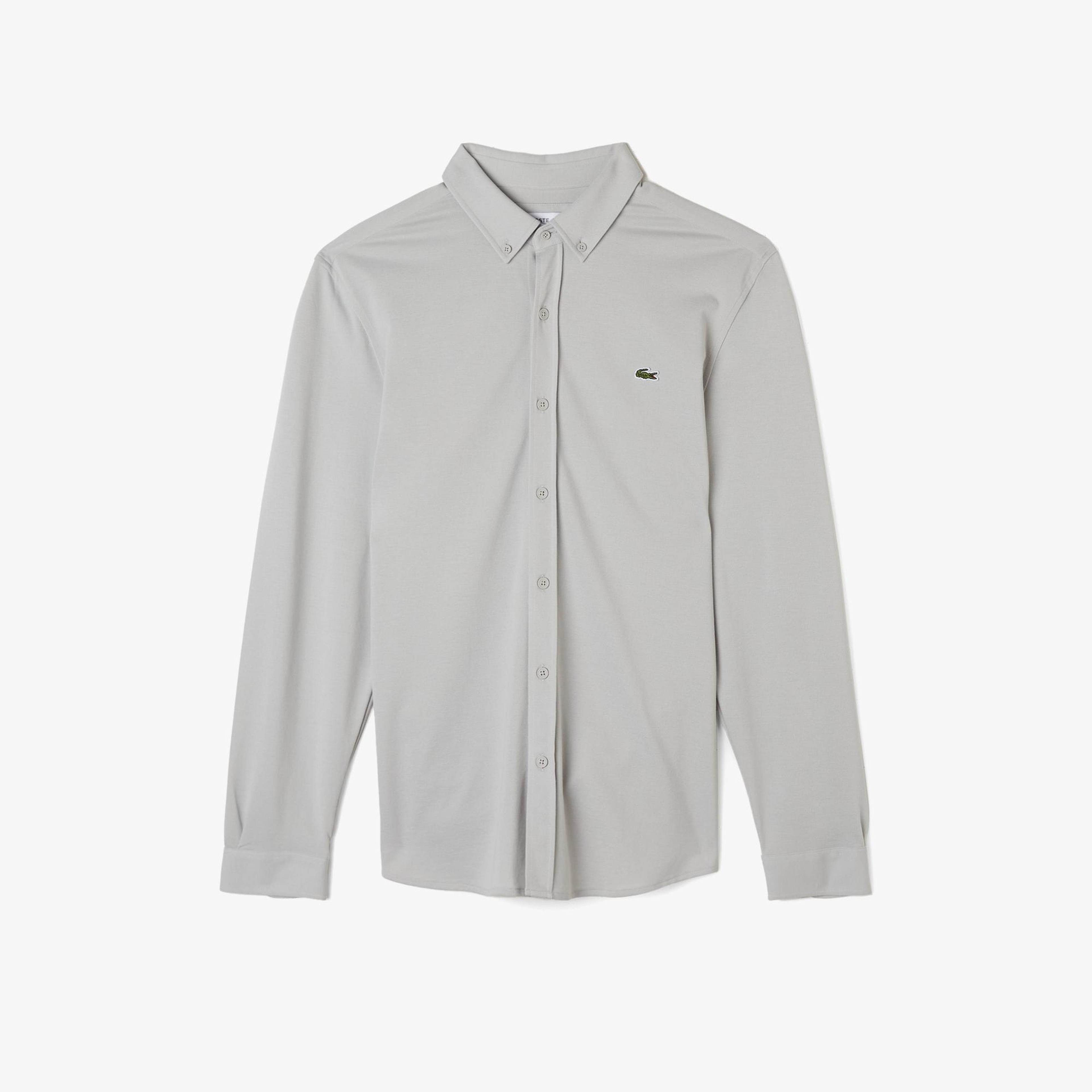 Lacoste Erkek Slim Fit Düğmeli Yaka Gri Gömlek