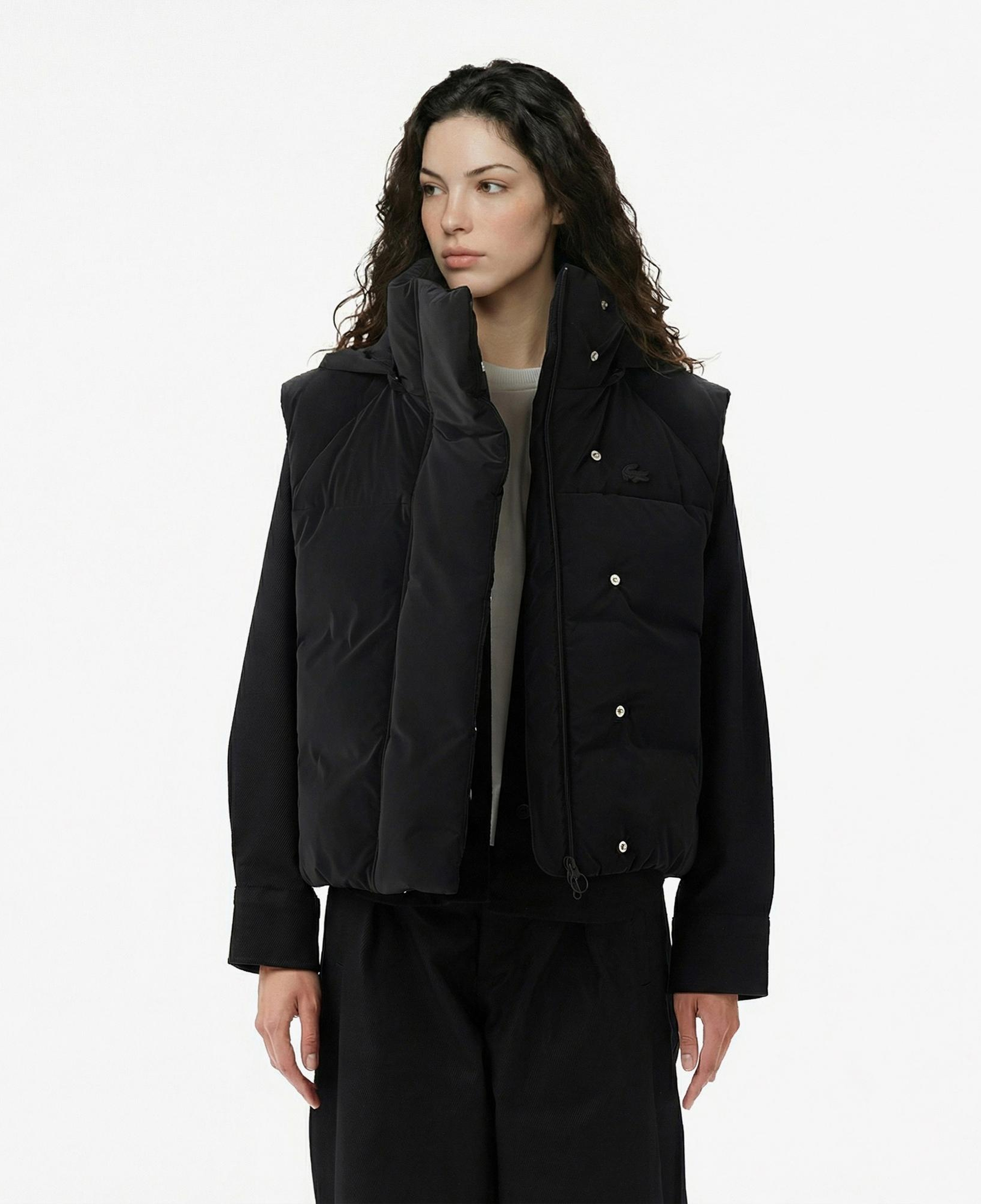 Lacoste Kadın Kapüşonlu Siyah Yelek