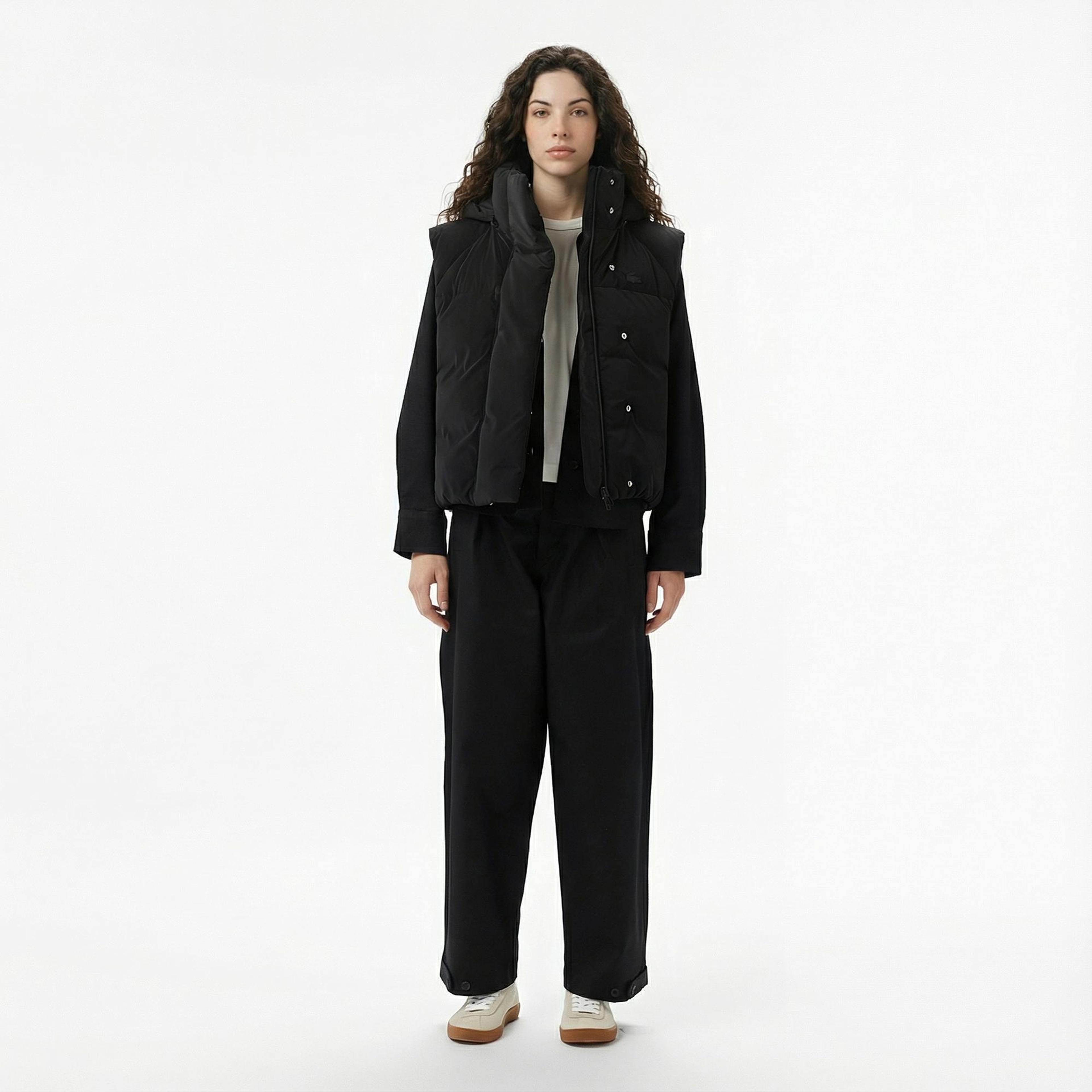 Lacoste Kadın Kapüşonlu Siyah Yelek