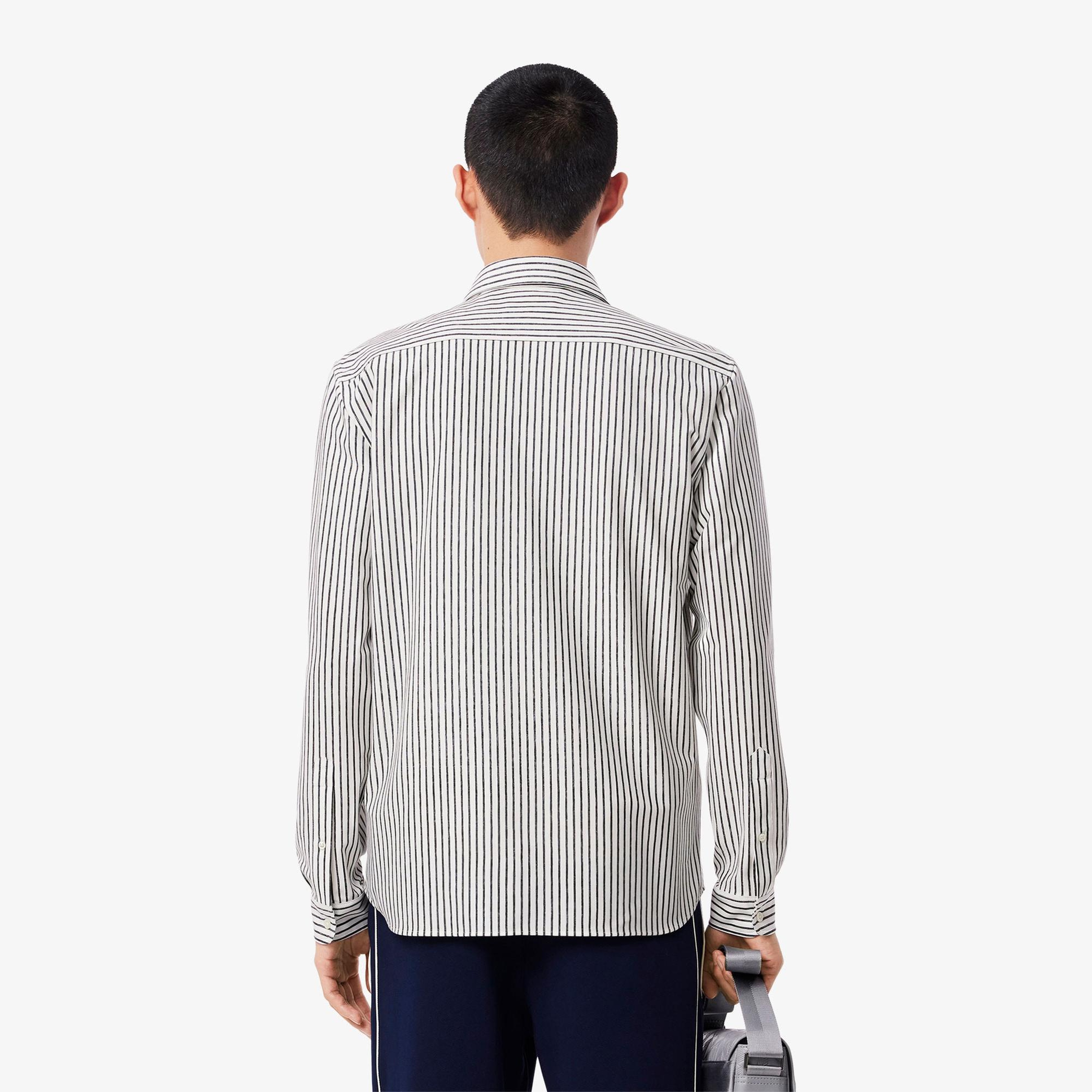 Lacoste Erkek Regular Fit Çizgili Beyaz Gömlek