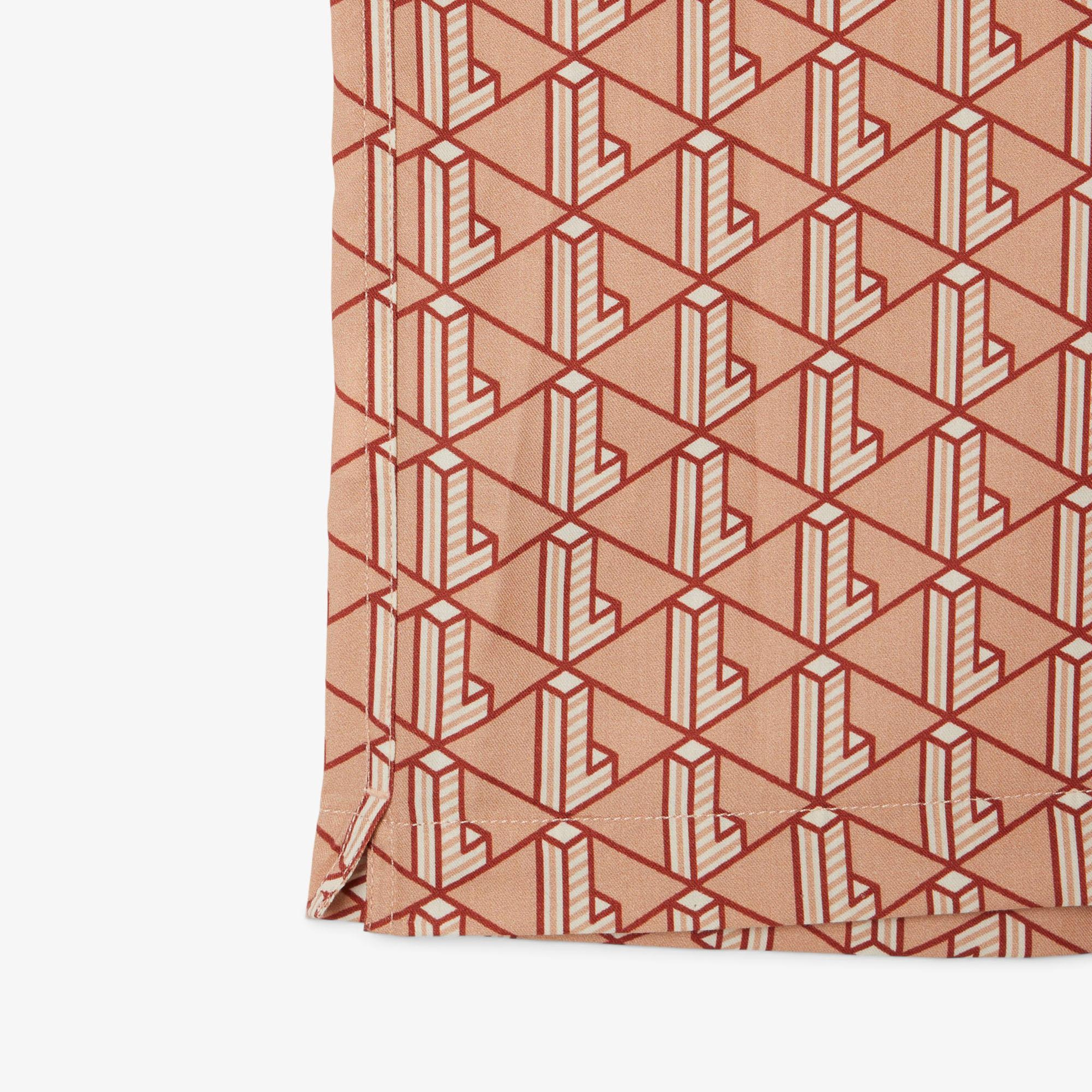 Lacoste Erkek Relaxed Fit Kısa Kollu Monogram Bej Gömlek