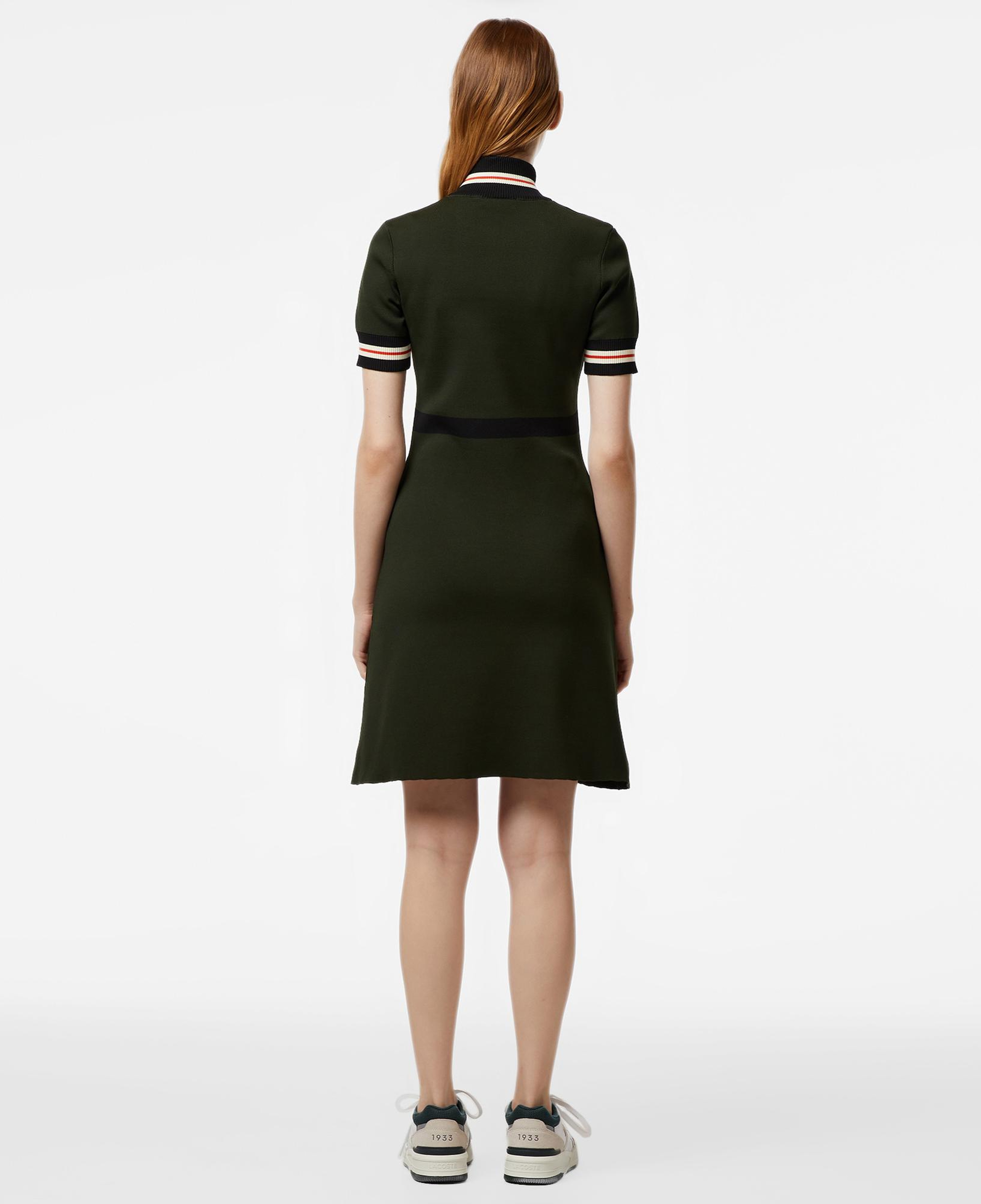 Lacoste Kadın Flare Fit Kısa Kollu Dik Yaka Haki Elbise