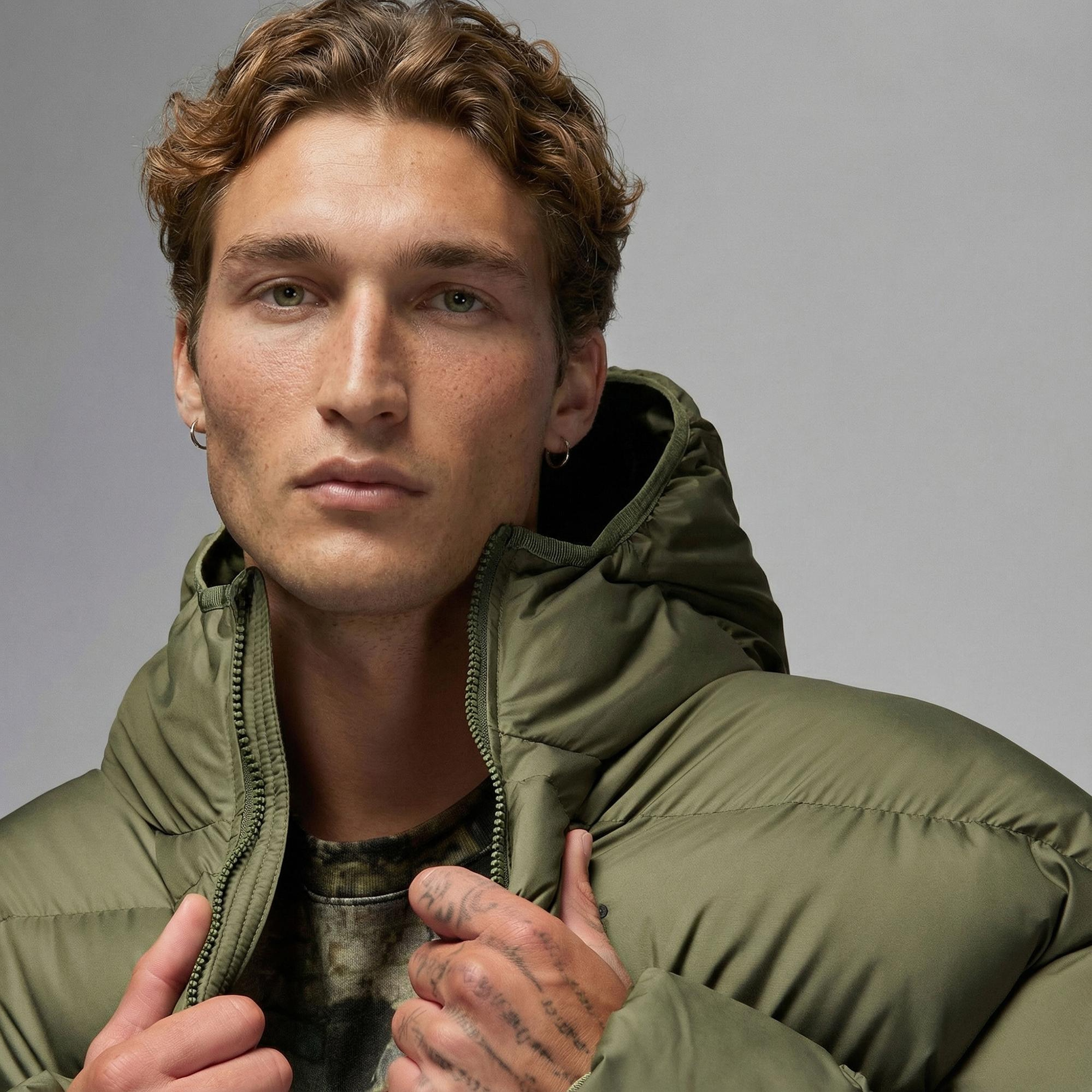 Jordan Brooklyn Puffer Erkek Haki Mont