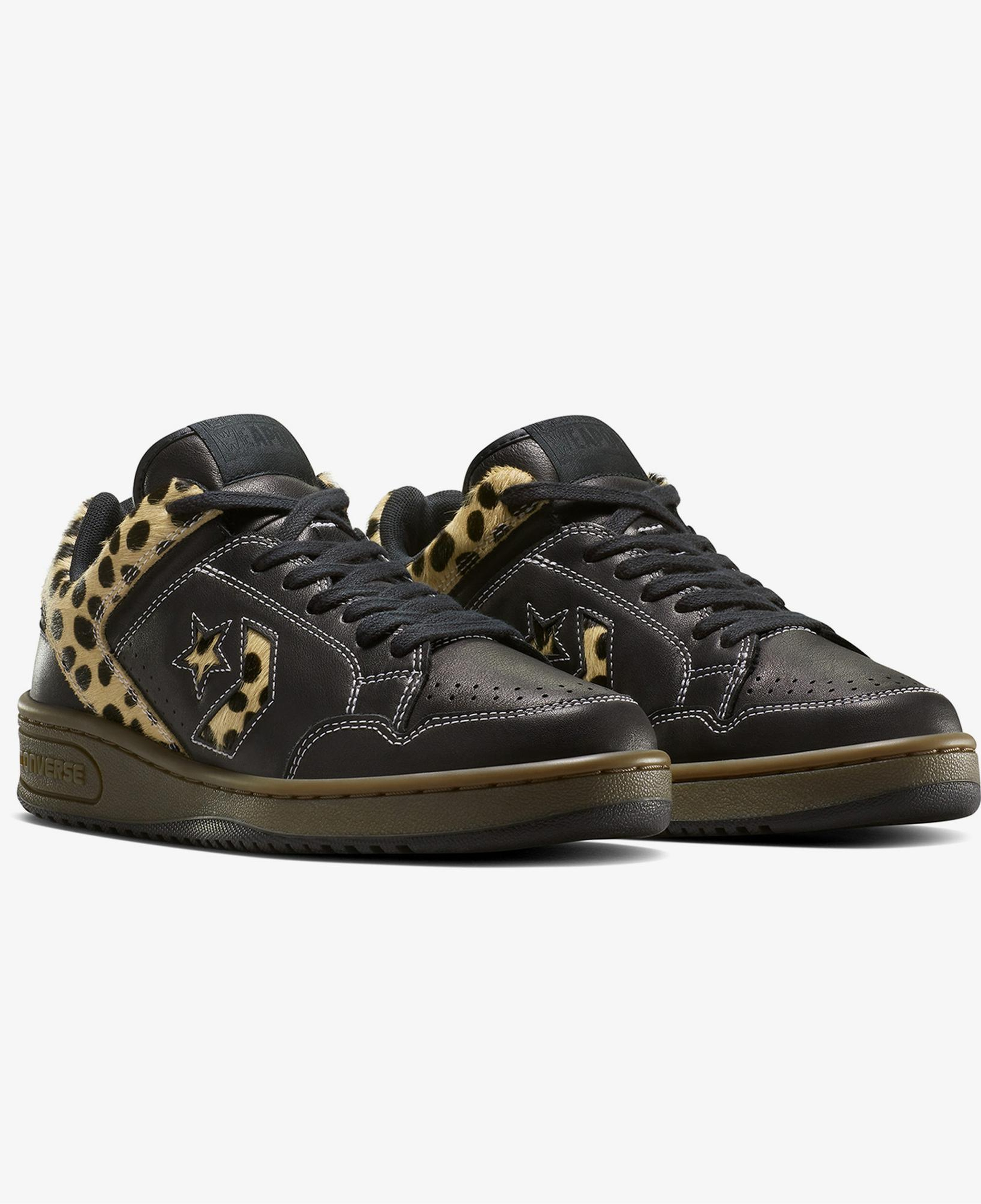 Converse Weapon Leopard Print Pony Hair Unisex Siyah Deri Sneaker