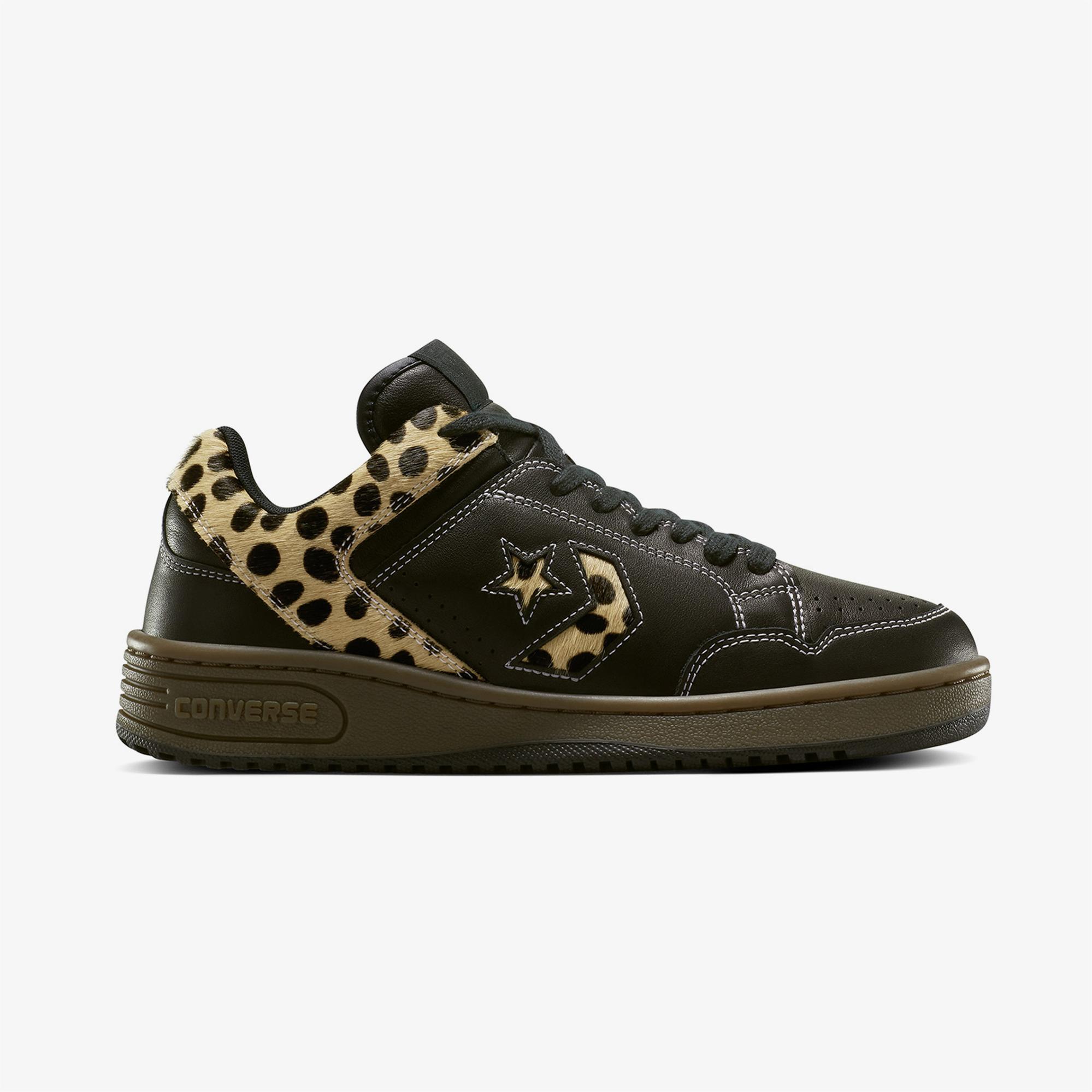 Converse Weapon Leopard Print Pony Hair Unisex Siyah Deri Sneaker
