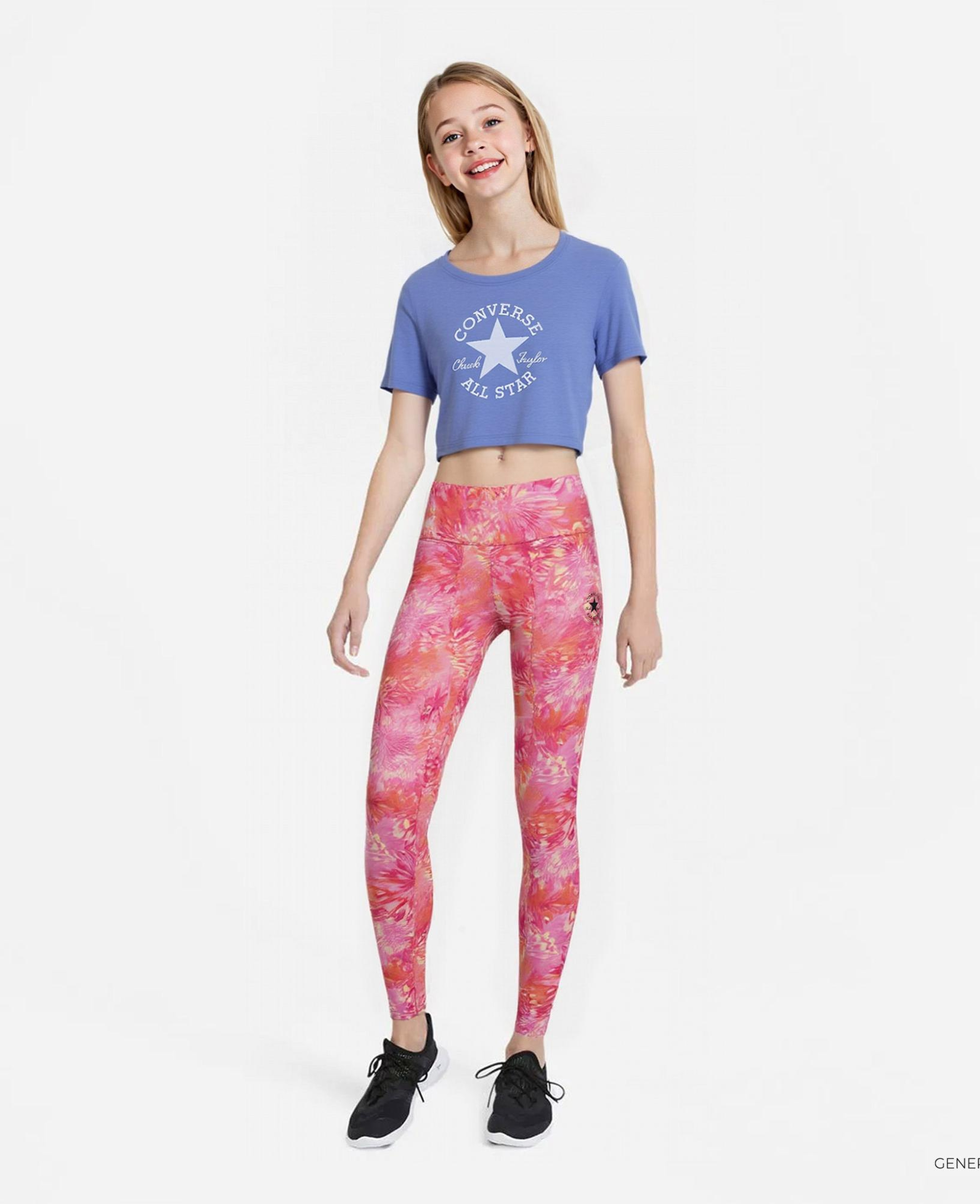 Converse Printed High Rise Çocuk Pembe Tayt